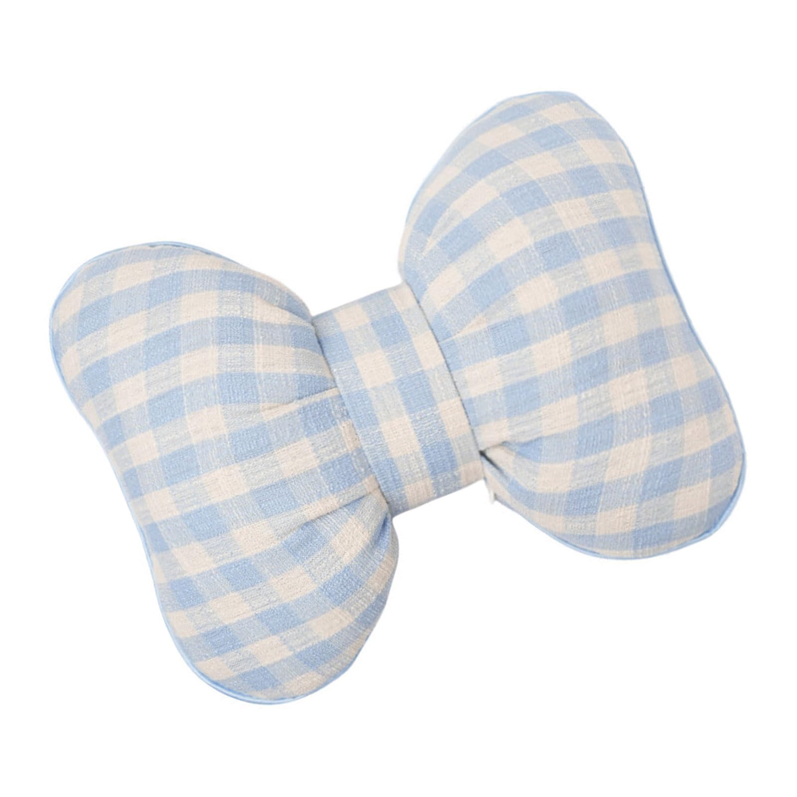 Tsophreniq Multipurpose Checkered Bowknot Design Car Neck Pillow Headrest Lumbar Cushion Vehicle Seat Sofa Pad Headrest Neck Pillow