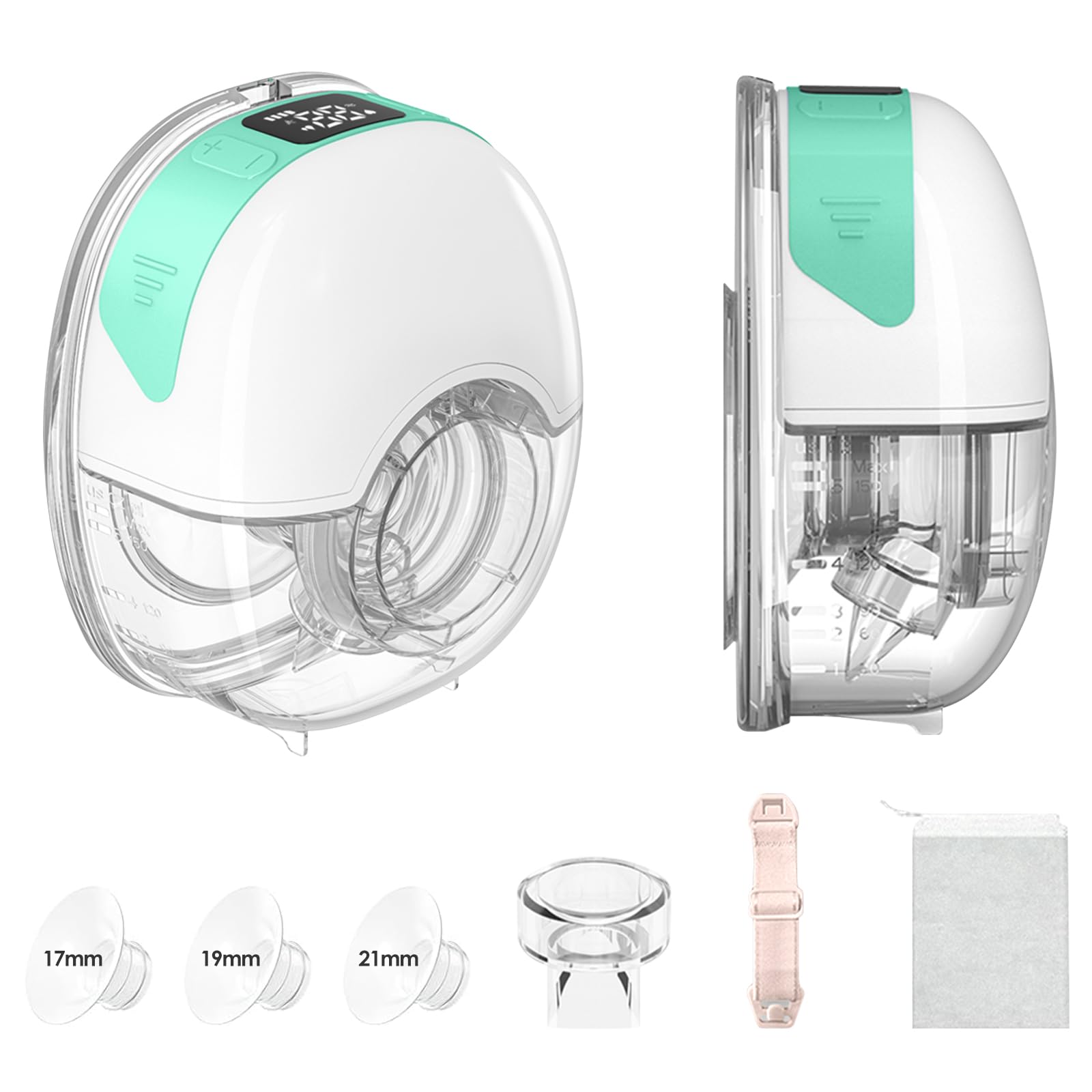 Tiralatte Elettrico Indossabile, Elettrico a Mani Libere Tiralatte Portatile con 4 Modalità e 12 Livelli, Ultra Silenzioso Ricaricabile Pompa per Casa Lavoro e Viaggio, Senza BPA
