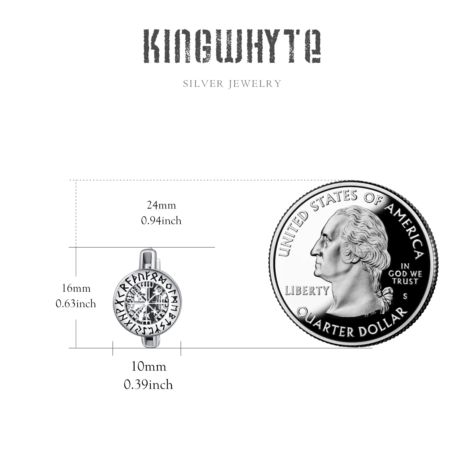 KINGWHYTE Wikinger Creolen 925 Sterling Silber Schwarz Creolen Vintage Gothic Punk Rock Creolen Schmuck Geschenke für Männer Frauen