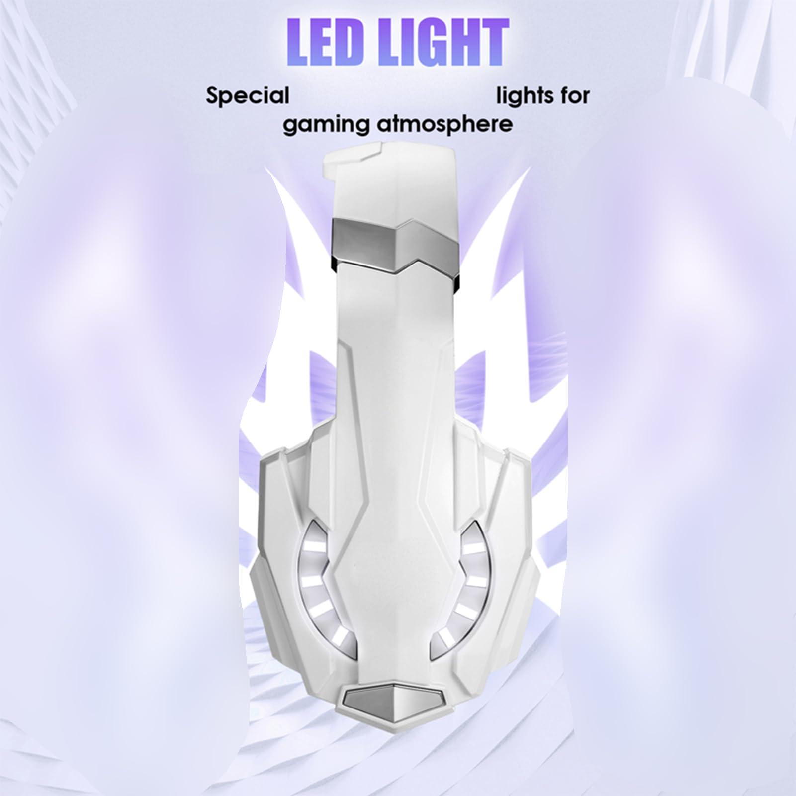 Aoresac Casque de Jeu G9000, avec des Lumières LED, Microphone Clair pour Ordinateur Portable, Tablette, Téléphones Mobiles, PC de Bureau, Console de Jeu, Contrôle du Volume (Blanc)