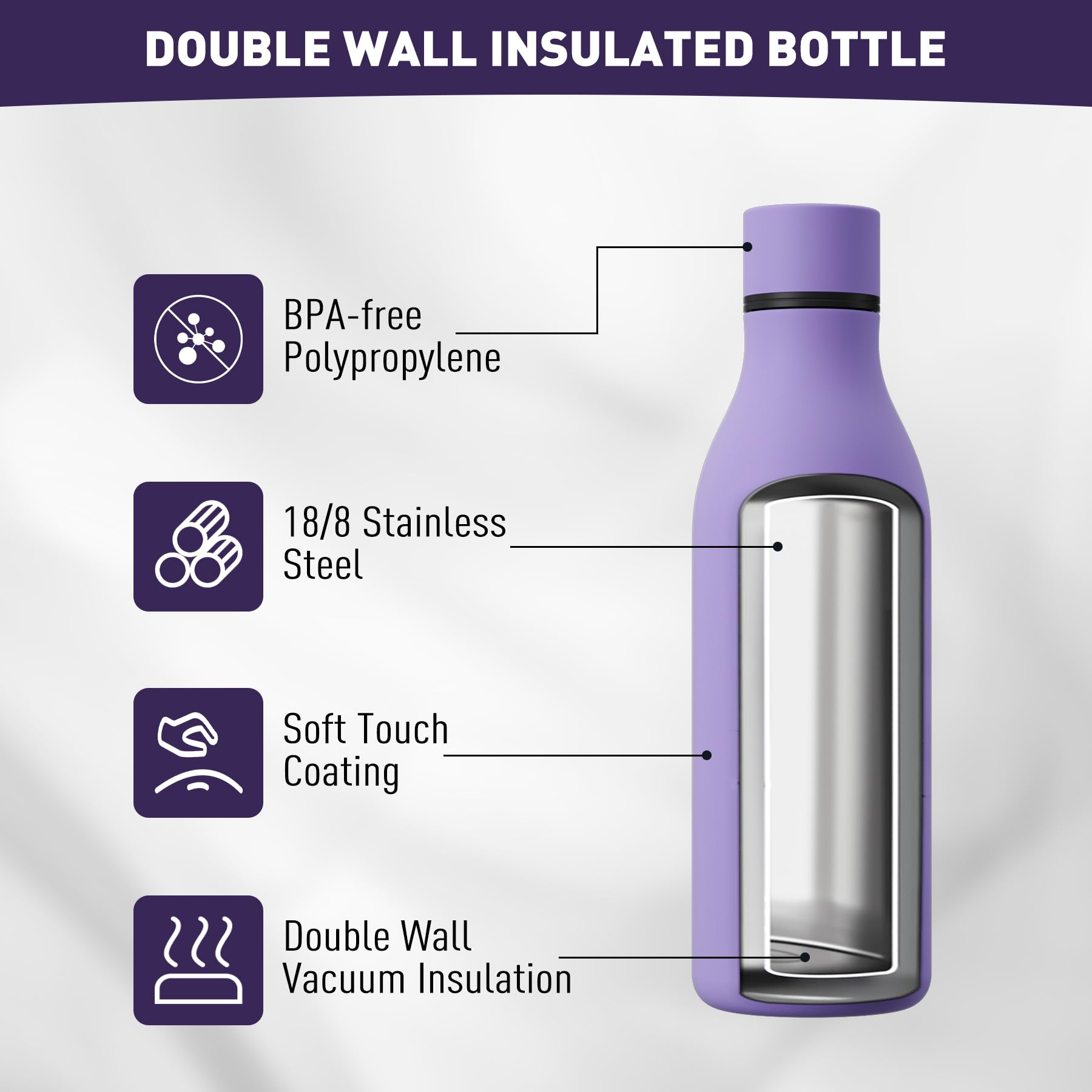 Exllena Metal Water Bottle 500ml with Silicone Strap - Image 4