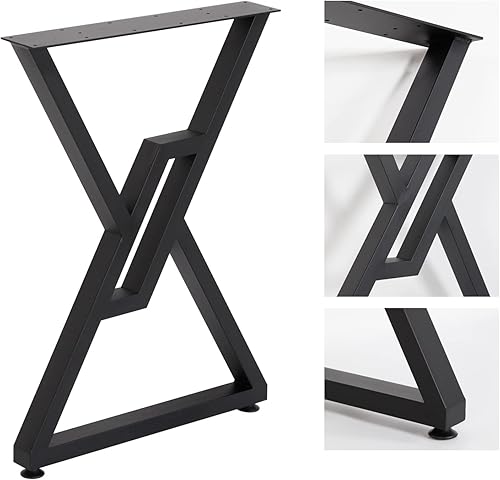 Miniatura 8 de SSS Furniture Patas de metal para mesa, paquete de 2 patas resistentes para muebles de 28 pulgadas de alto, 20 pulgadas de ancho, estilo rústico y