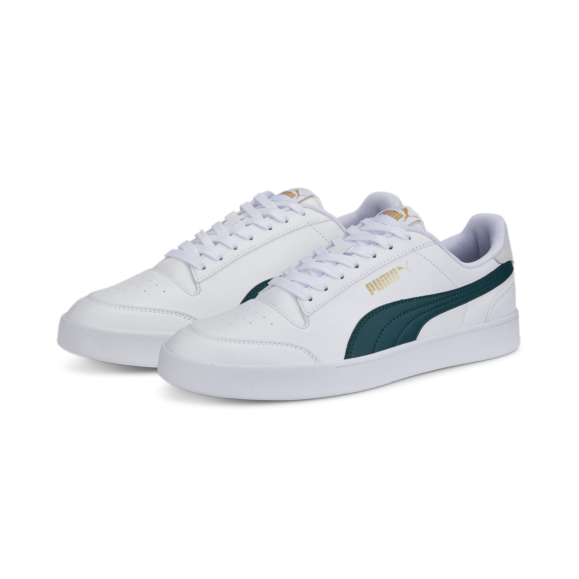 PUMA Unisex ShuffleSneaker, Puma Weiß Varsity Grün PUMA Teamgold, 46 EU
