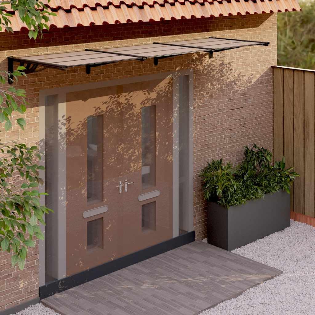 vidaXL Marquesina de Puerta policarbonato Negro 297,5x90 cm, marquesina de Puerta, pérgola de Puerta de Entrada, toldo de Puerta