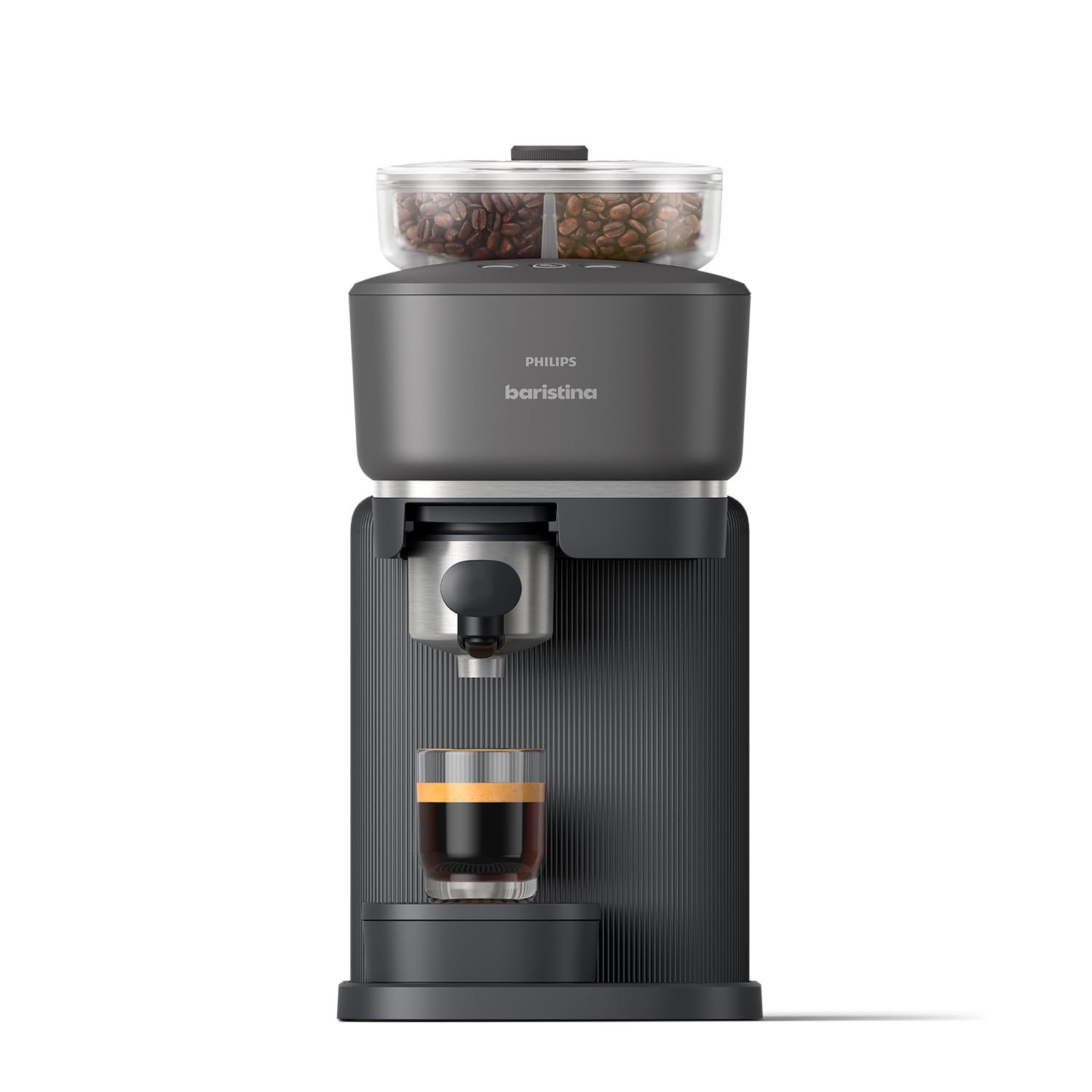 Machine à expresso Philips Baristina Variety - Bac à grains Double compartiment, Broyeur intégré, 16 bars, Nettoyage facile, Expresso et Lungo, noir/porte-filtre noir (BAR320/60)