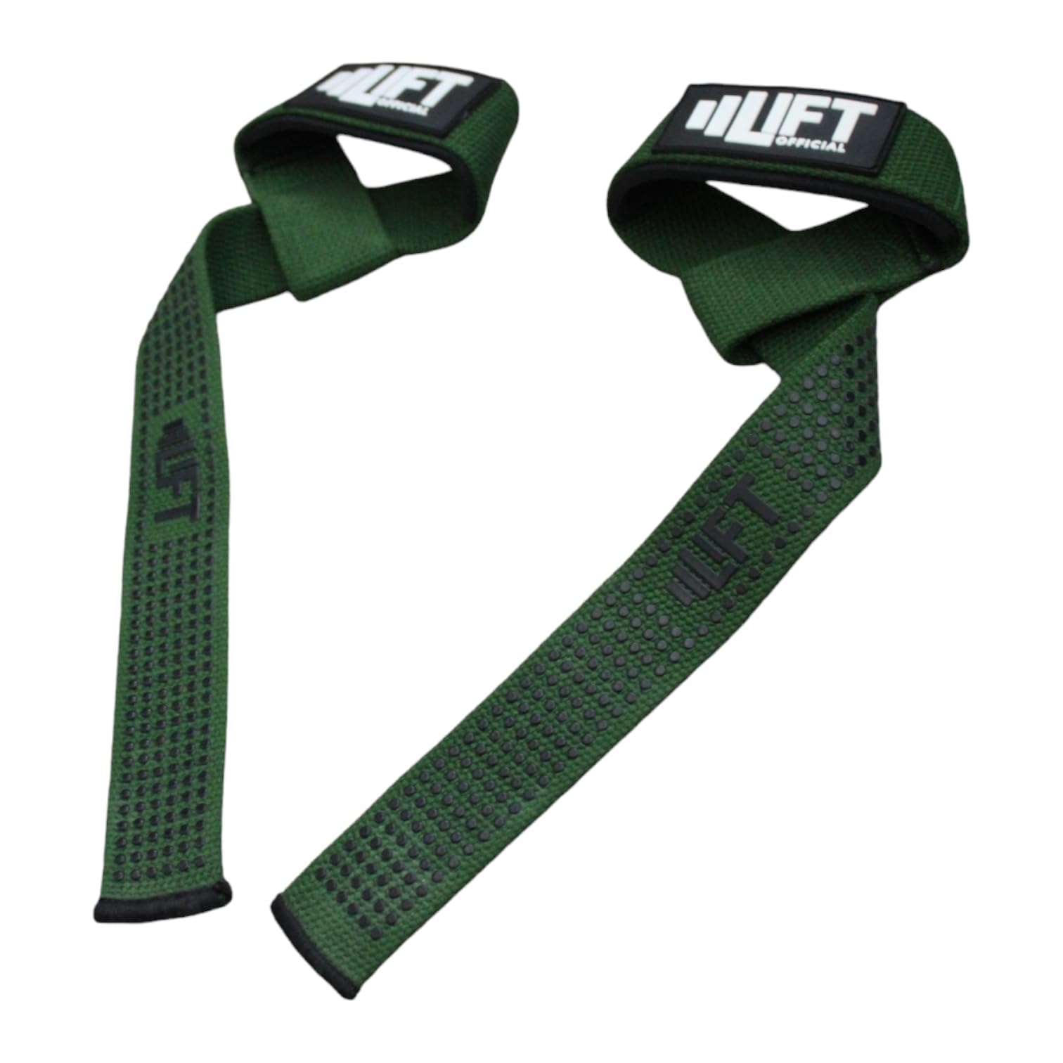 Lift Official Lifting Straps - Green - Weightlifting - Premium Cotton and Neoprene Padding - Raised Rubber Grip - Accessories for Men and Women