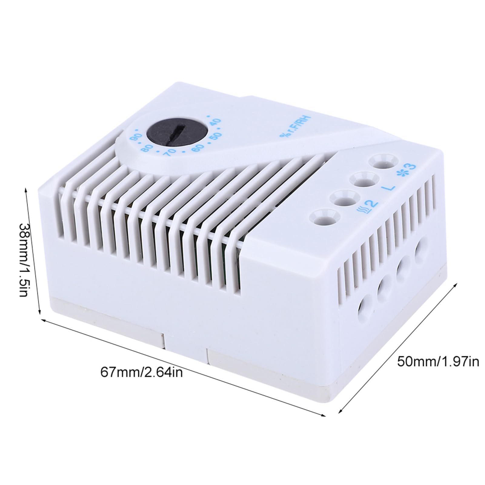 MFR012 Contrôleur d'humidité Mécanique Hygrostat Ventilateur Chauffant avec Boîtier en PC pour Ajusteur d'humidité de Meuble TV (MFR012)