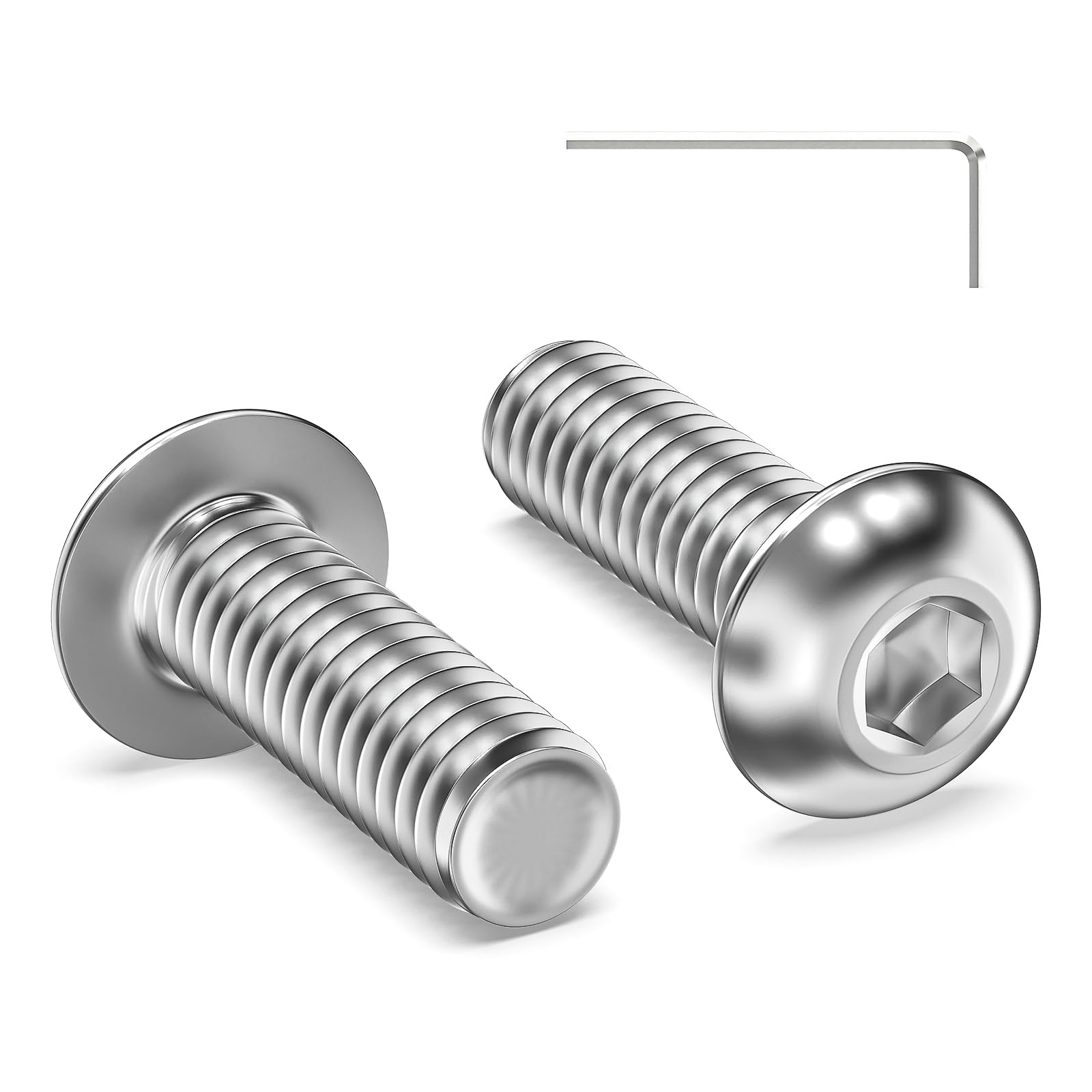 Valorada 120Pcs M4 Bolts, M4 x 12mm Button Head Socket Cap Bolts Screws, 304 Stainless Steel, Allen Hex Drive, Bright Finish, Fully Machine Thread with Allen Key