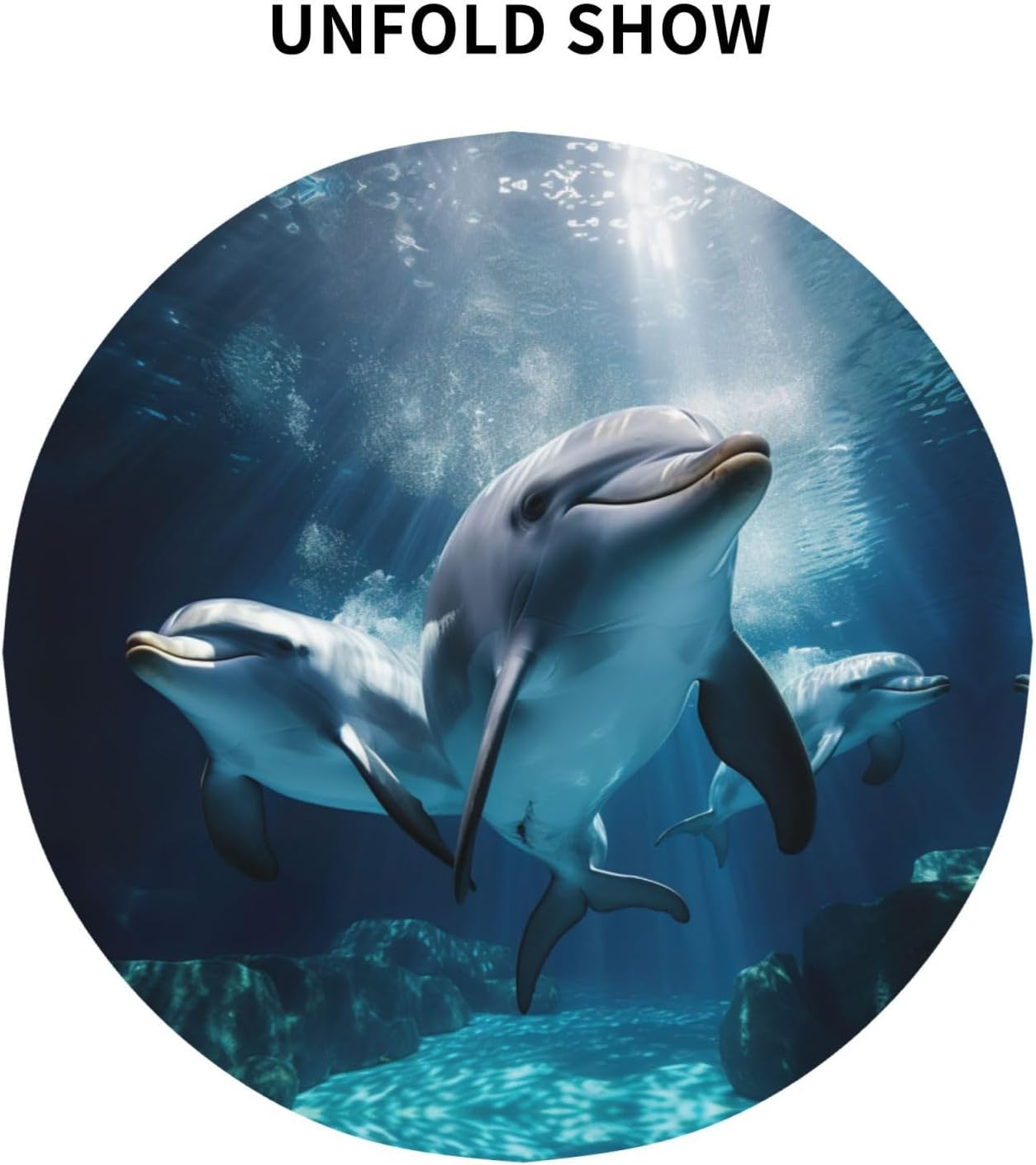 Dolphin Print Wrinkle Free Dining Table Cover for Birthday Party Farmhouse Tablecloths Up to 60 x 60 Inches