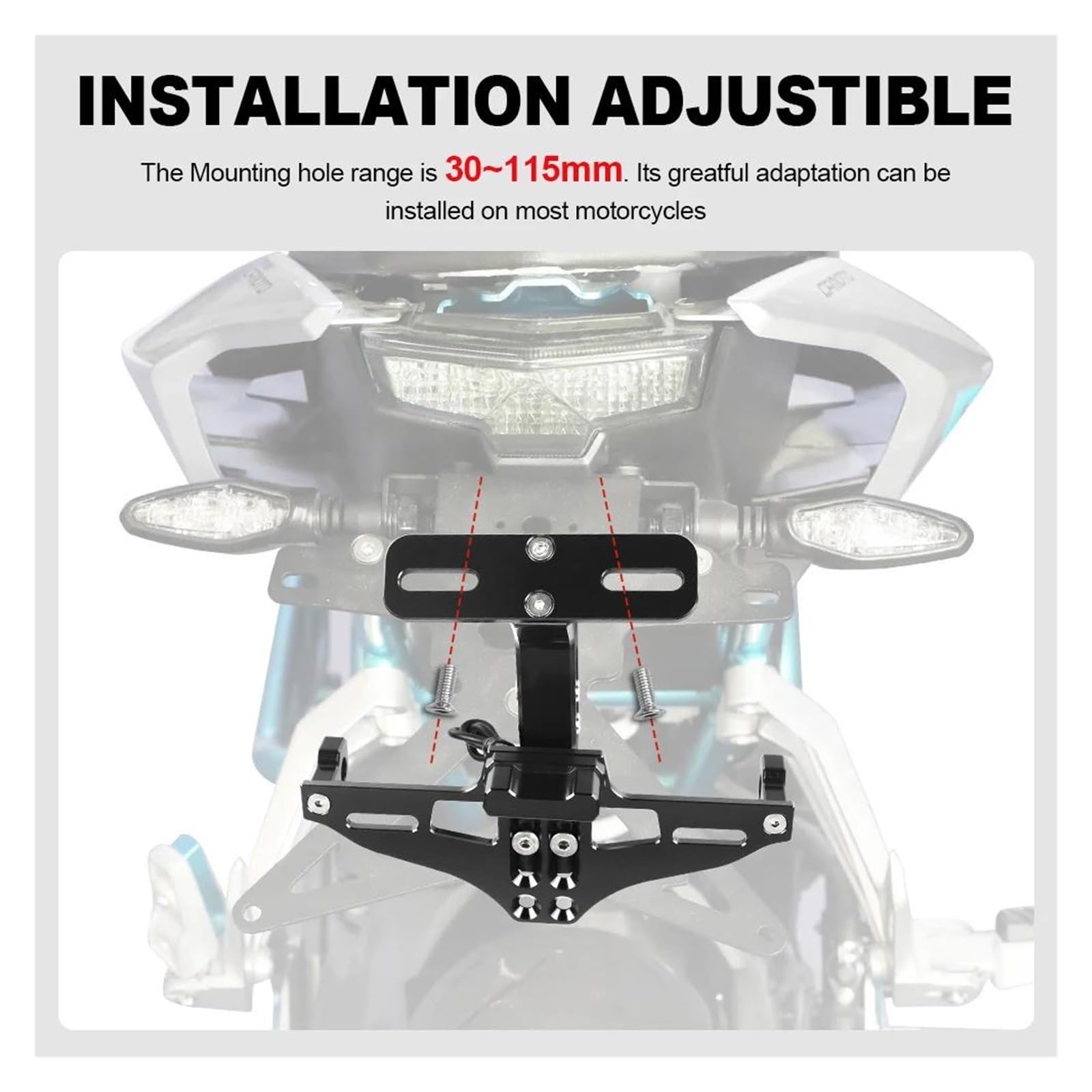 Soporte De Matrícula Moto para Yamaha MT03 MT-03 2016-2023 Soporte para Matrícula con Luces Traseras Portamatrículas(Azul,No Logo)