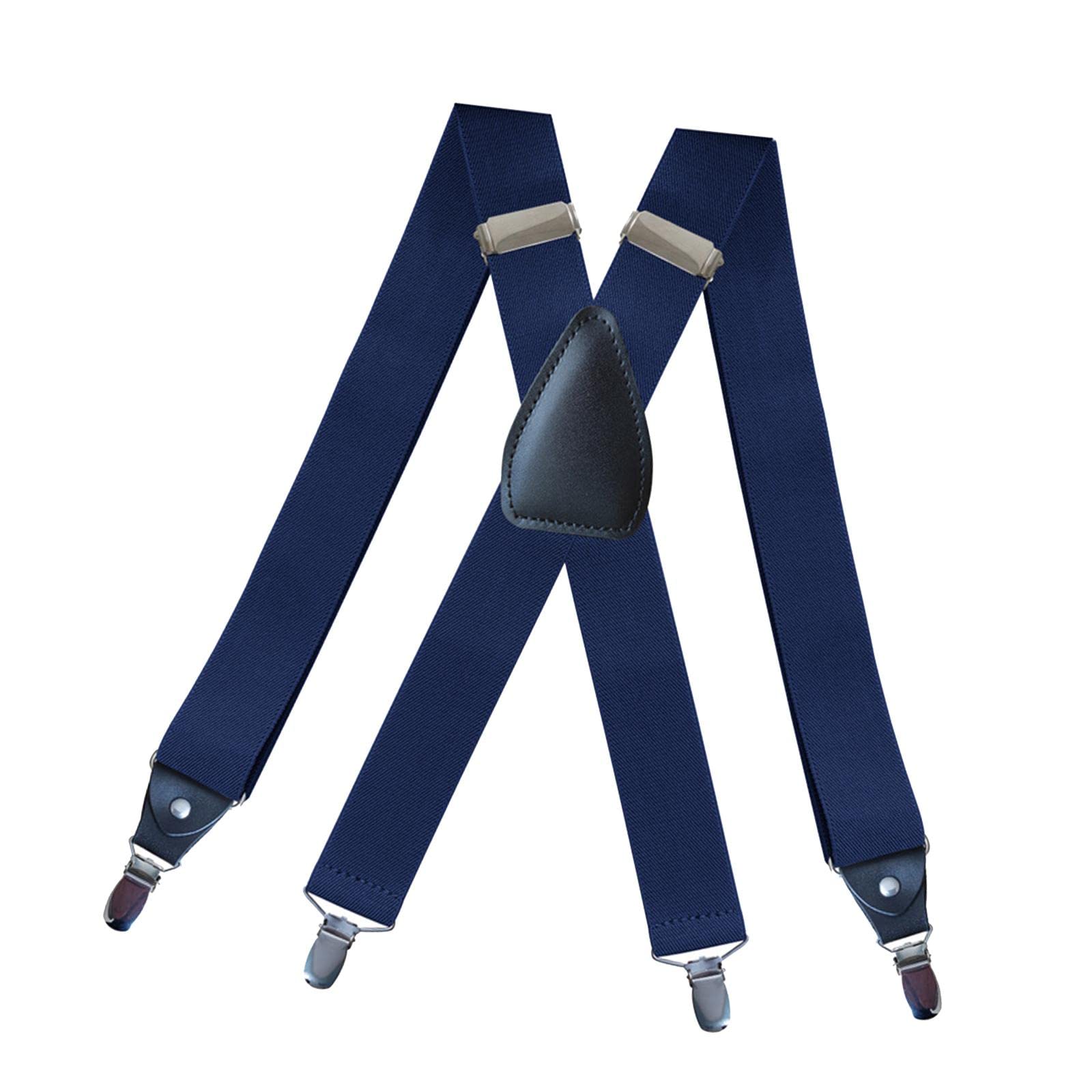 Men's Suspenders Elastic Straps Solid Heavy Duty 4 Clips Adjustable Unisex Dark Blue|Clothing Shoes & Accessories | Mens Accessories | Suspenders Braces-image-35