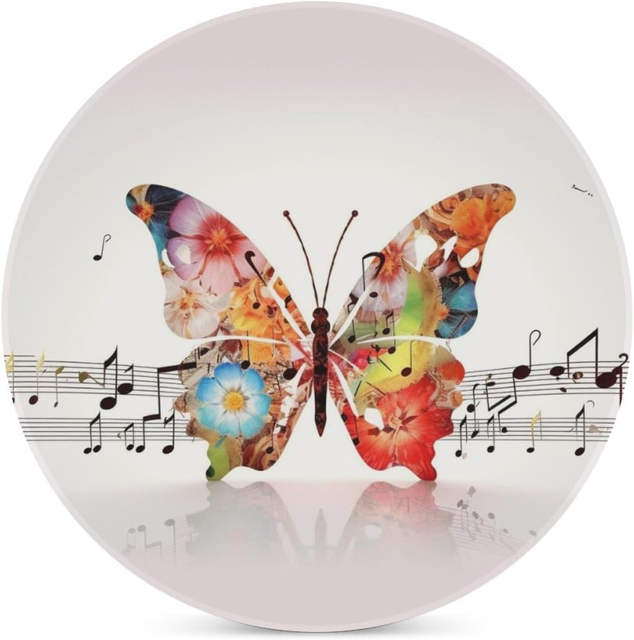 6PCS Music Butterfly Coasters Non-Slip Round Drink Coasters with Ceramic Stone and Cork Base, Heat Resistant Absorbent 33.00Stone Coaster Set for Kinds of Mugs and Cups, 4 Inch