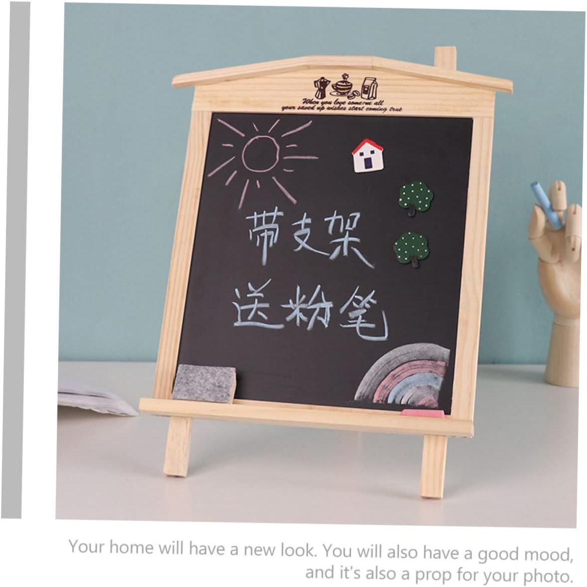 Decorative Magnetic Chalkboard Sign Wooden House Style for Household