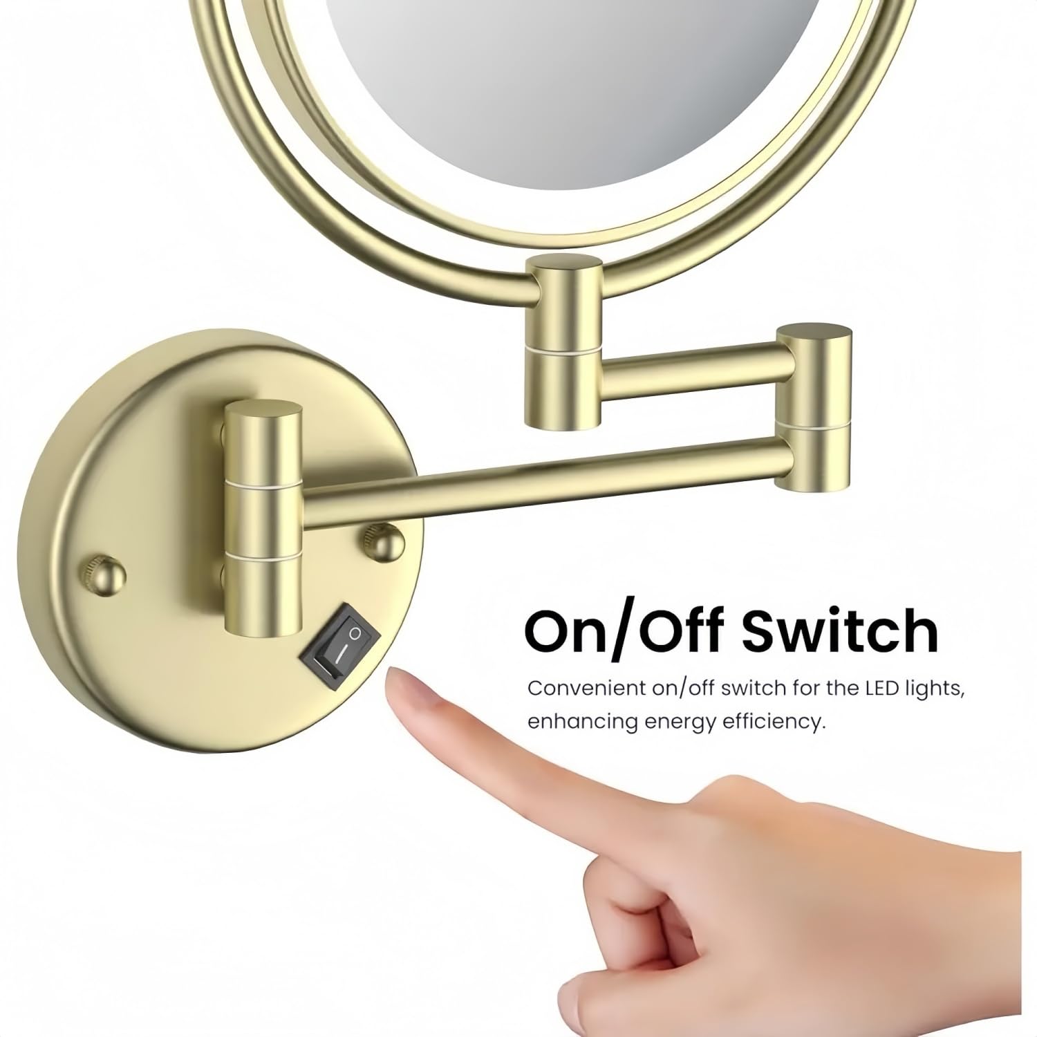 Specchio Trucco da Parete con Luci LED, 8" Bagno Specchio Ingranditore da Parete, Girevole a 360° Specchio Bagno, Acciaio Inox 1x/5x Specchio Estensibile per Make-up e Rasatura,Antique Bronze