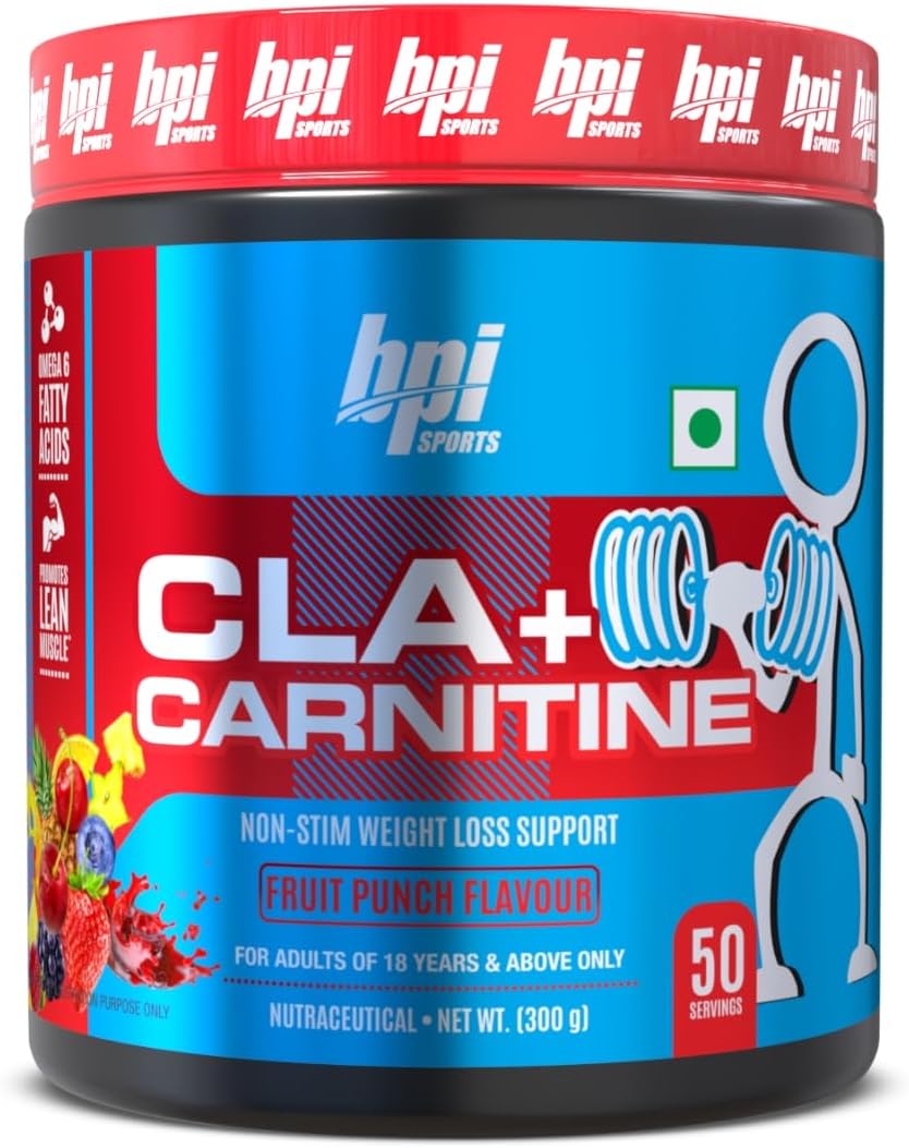 CLA + Carnitine – Conjugated Linoleic Acid – Performance, Lean Muscle – Caffeine Free – For Men & Women – 300 gms– 50 servings – Fruit Punch