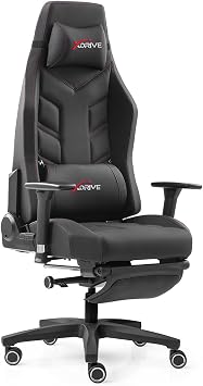 xDrive Storm Professional Gaming Chair Black with Foot Extension