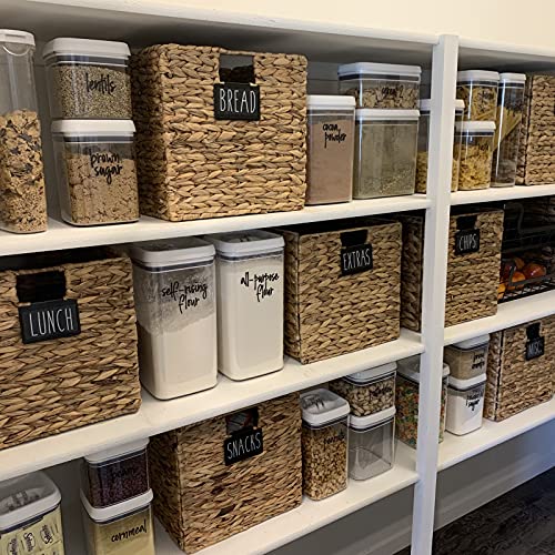 Label Holders, 18Pcs Basket Bin Labels Clip On For Baskets With 16Pcs Reusable Clear Label Cards And 2Pcs White Chalk Marker For Storage Bins Basket Boxes Label Holders #TOP2