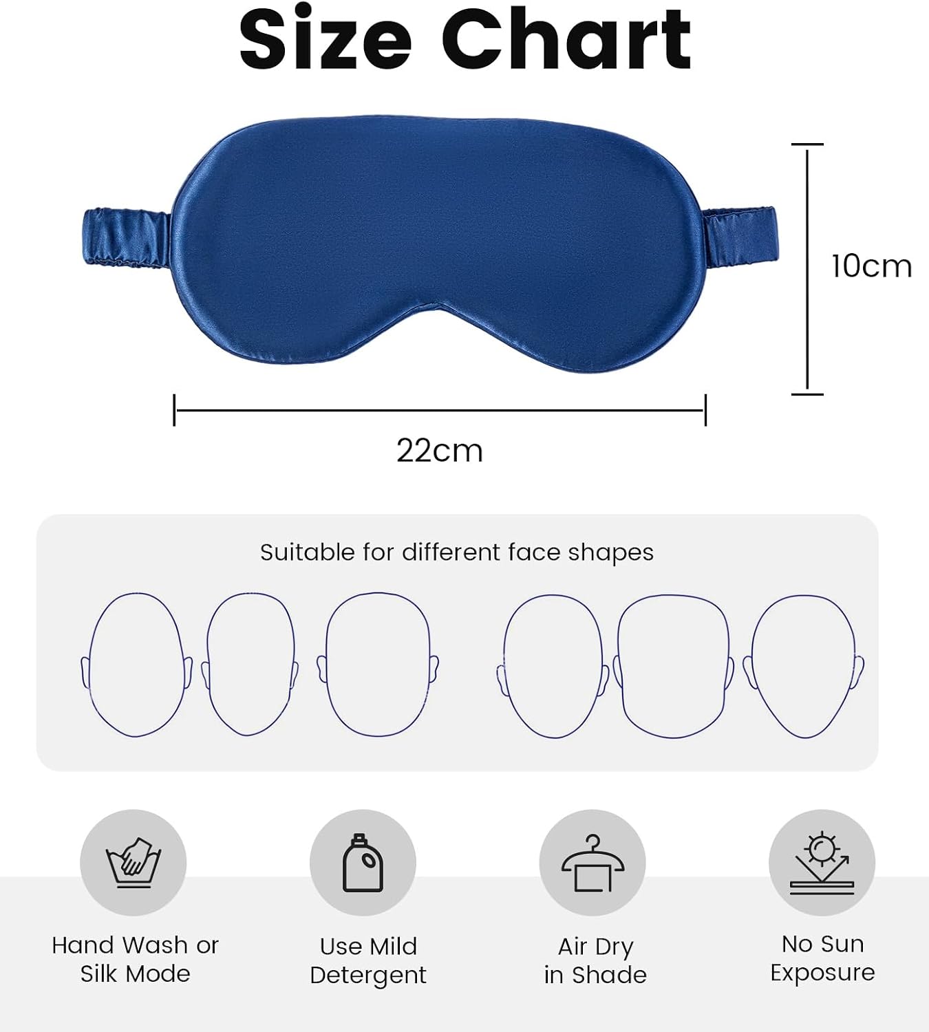 Formé & Found Luxury Silk Sleep Mask, 100% 6A Mulberry Silk Eye Mask for Sleeping, 22 Momme Weighted Sleep Mask for Men & Women, Eye Mask for Sleep, Blackout Sleeping Mask（Navy Blue）