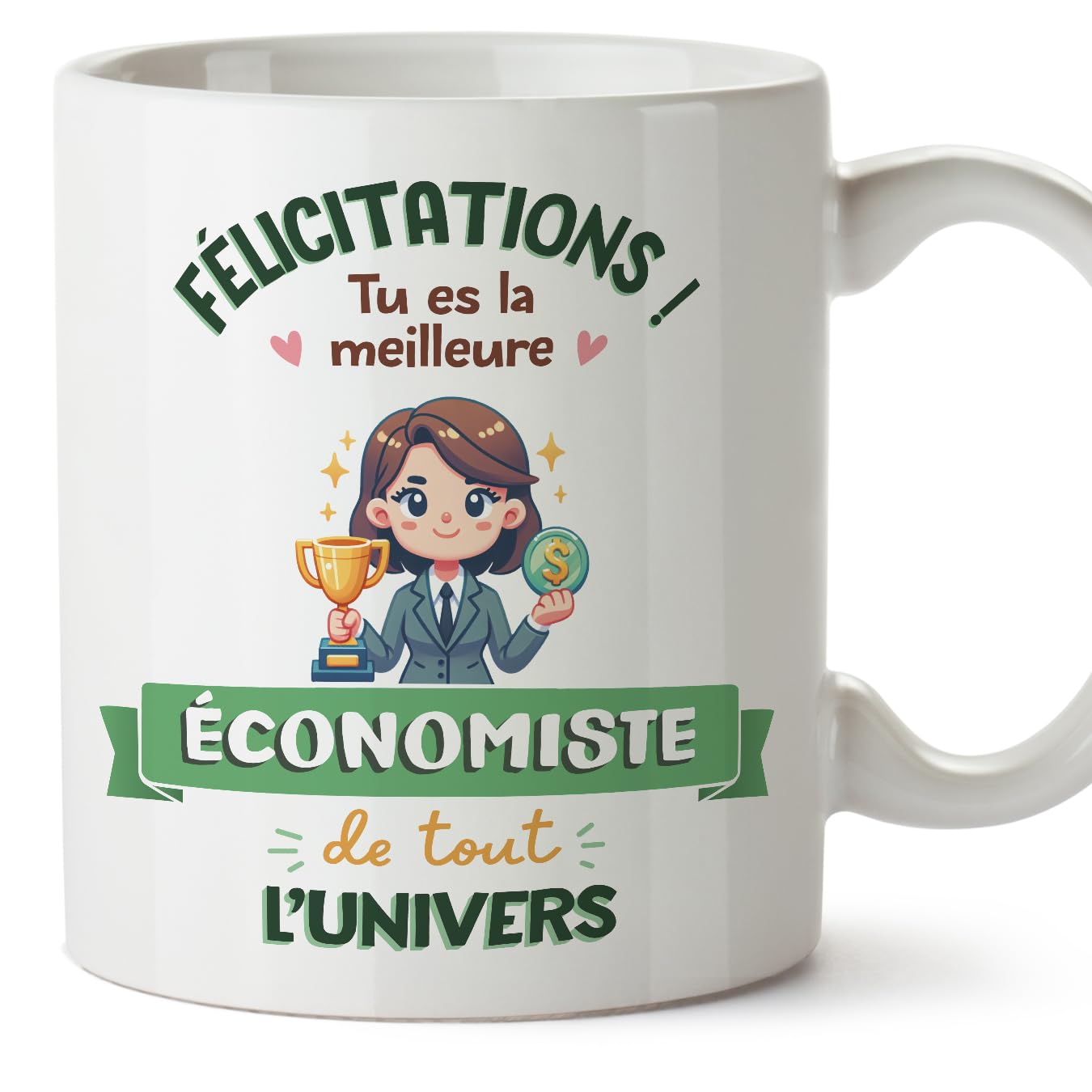 MUGFFINS Economist Woman Mug - in French - Meilleur Univers Trophée - Funny Gift for Colleagues - Ceramic 11oz Mug — image 1