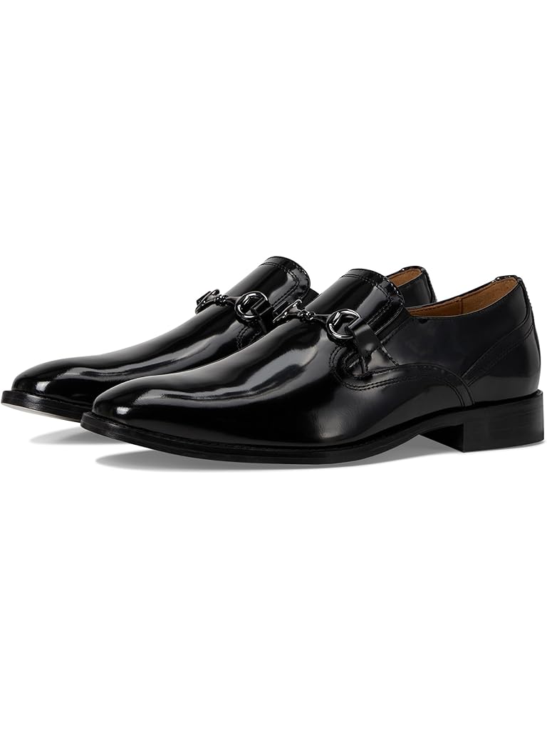 Black Johnston & Murphy Richland Plain Toe Bit Loafers