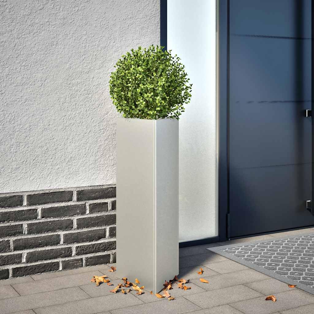 Fioriere 2 pezzi triangolari 30 x 26 x 75 cm in acciaio inossidabile | Senza fori di drenaggio, protezione contro le erbacce, per balcone patio, design salvaspazio