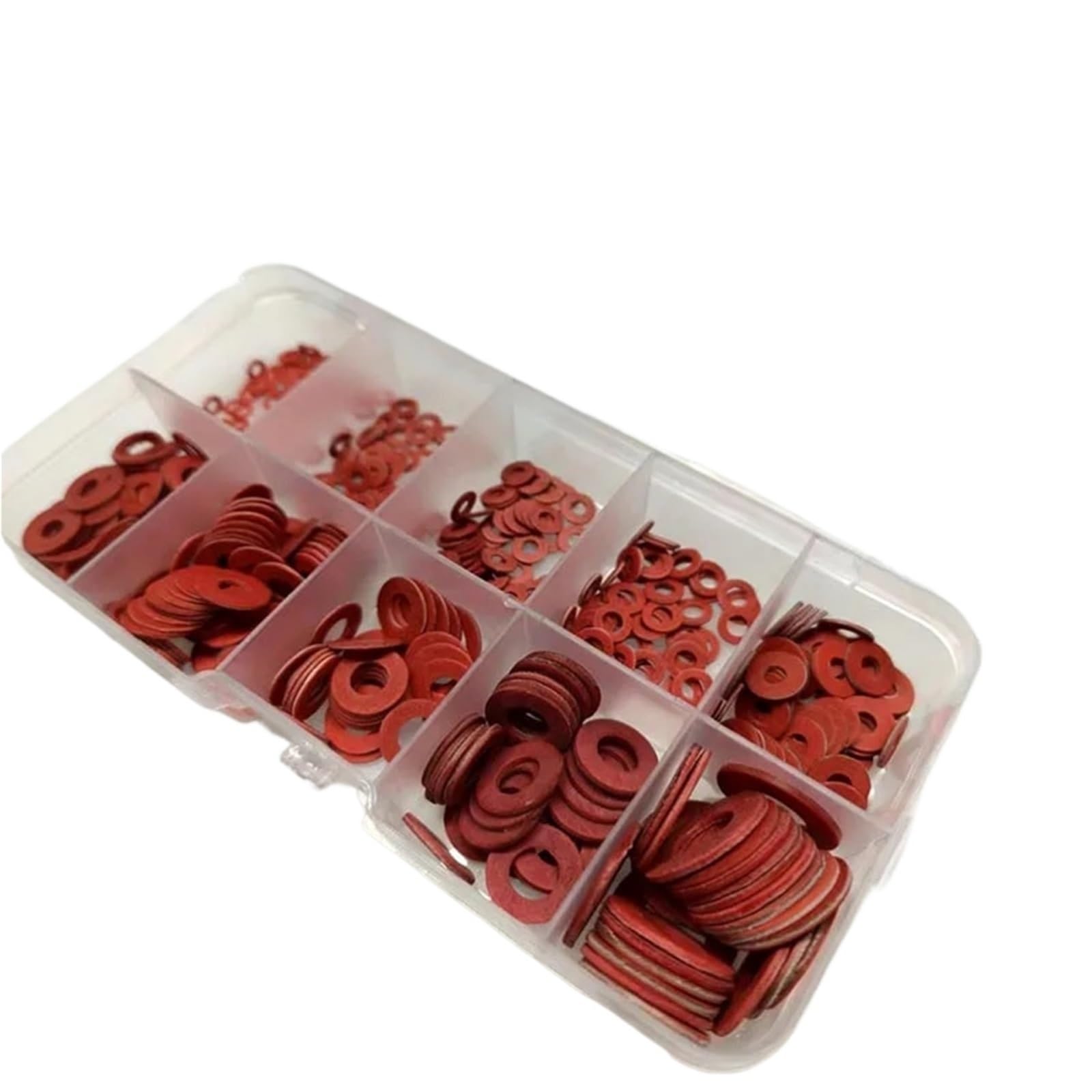 Rondelle 415/1105 pièces M2 .5 M3 M4 M5 M6 M8 M10 M12, rondelle plate en papier acier rouge, joint uni, Kit d'assortiment de tampons d'anneau, boîte(1105pcs)