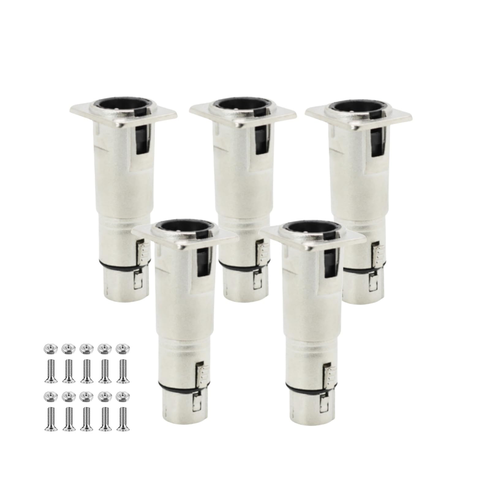 EBIEFLY 5X XLR Connector D Patch Panel Mount XLR Male to Female Feed/Pass Thru Adapter + 10 Screws Sets