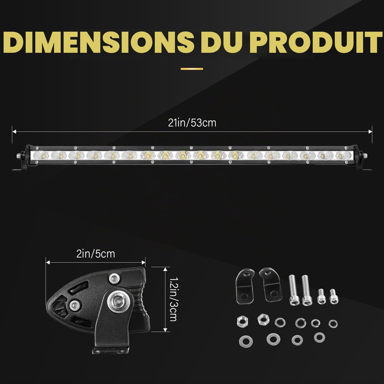 RIGIDON 2x slim led light barre, 50 cm 20 pouces 90W, feu antibrouillard