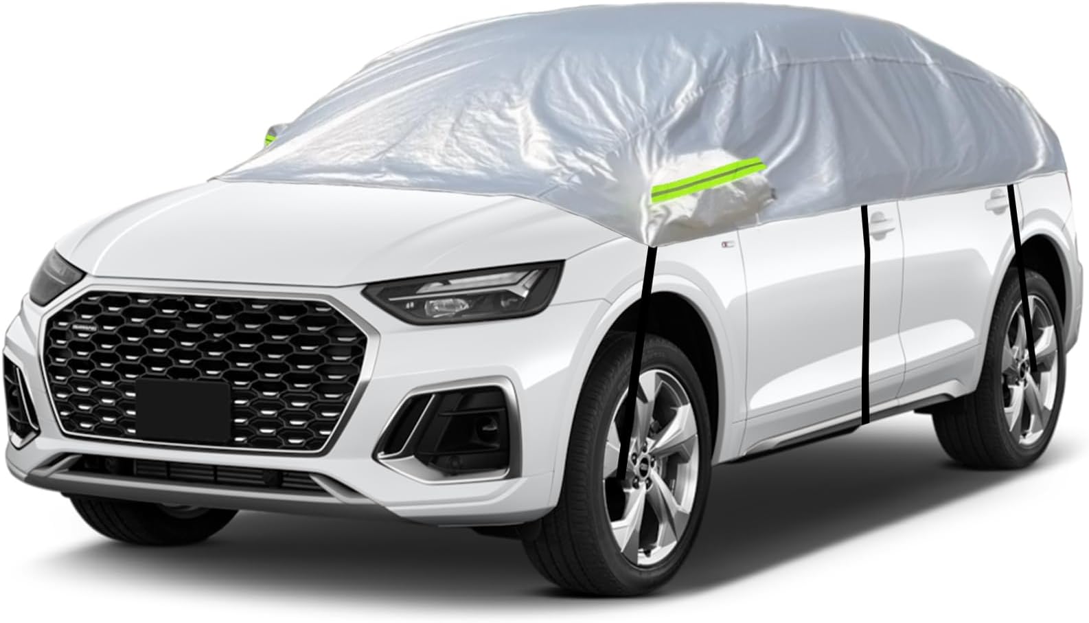 Half Car Cover Waterproof, Universal Car Top Cover for Outdoor Indoor Snowproof Dustproof UV Resistant All Weather(for SUVs Up to 4.5-5.5M)