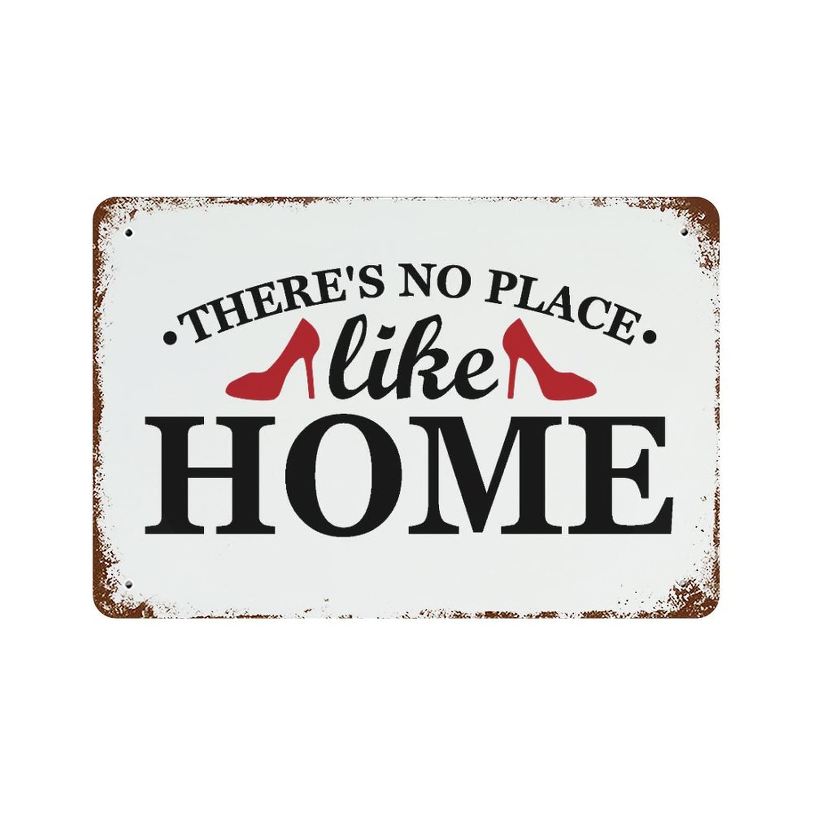 Plaque vintage aluminium "There's No Place Like Home" pour entrée chaleureuse