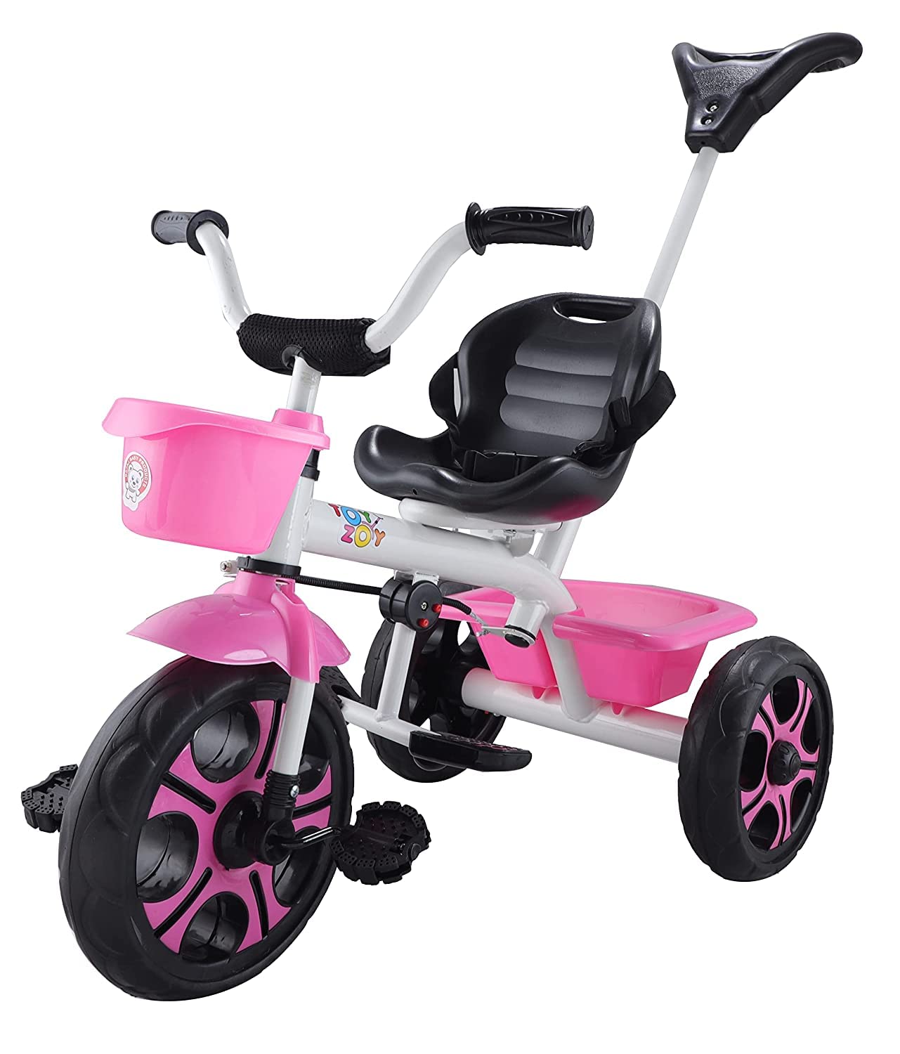 Maanit Kids Tricycle with Rear Basket | Front Tokri | Ergonomic Height Adjustable Parental Handle | Safety Belt & Foot Rest – Baby Trike for Boys and Girls 2 to 4 Years