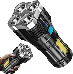 Lanterna Recarregável Super brilhante holofote de alto lúmens - lanterna portátil à prova d'água para emergências camping caça, lanterna USB 4 LED |