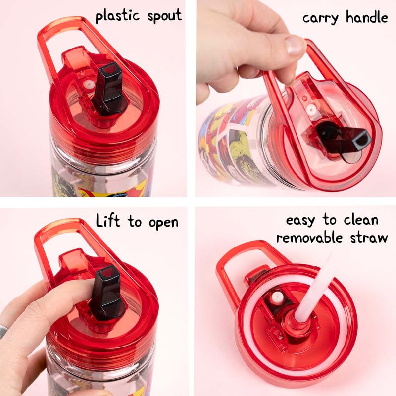 Marvel Avengers Plastic Bottle with Straw BPA Free 580 ml School Water Bottle for Boys 100% Leakproof Durable Superhero Bottle - Image 3