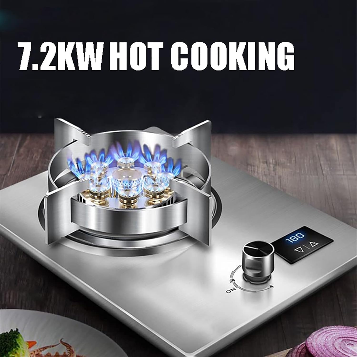Profession Gas hob Built-in Gas Stove 1 Zones Wok 5.2kW Nine Cavity Fierce Fire Black Glass Or Stainless Steel Cooking Cooker [Energy Class A] (Color : B Size : NG) (D LPG)