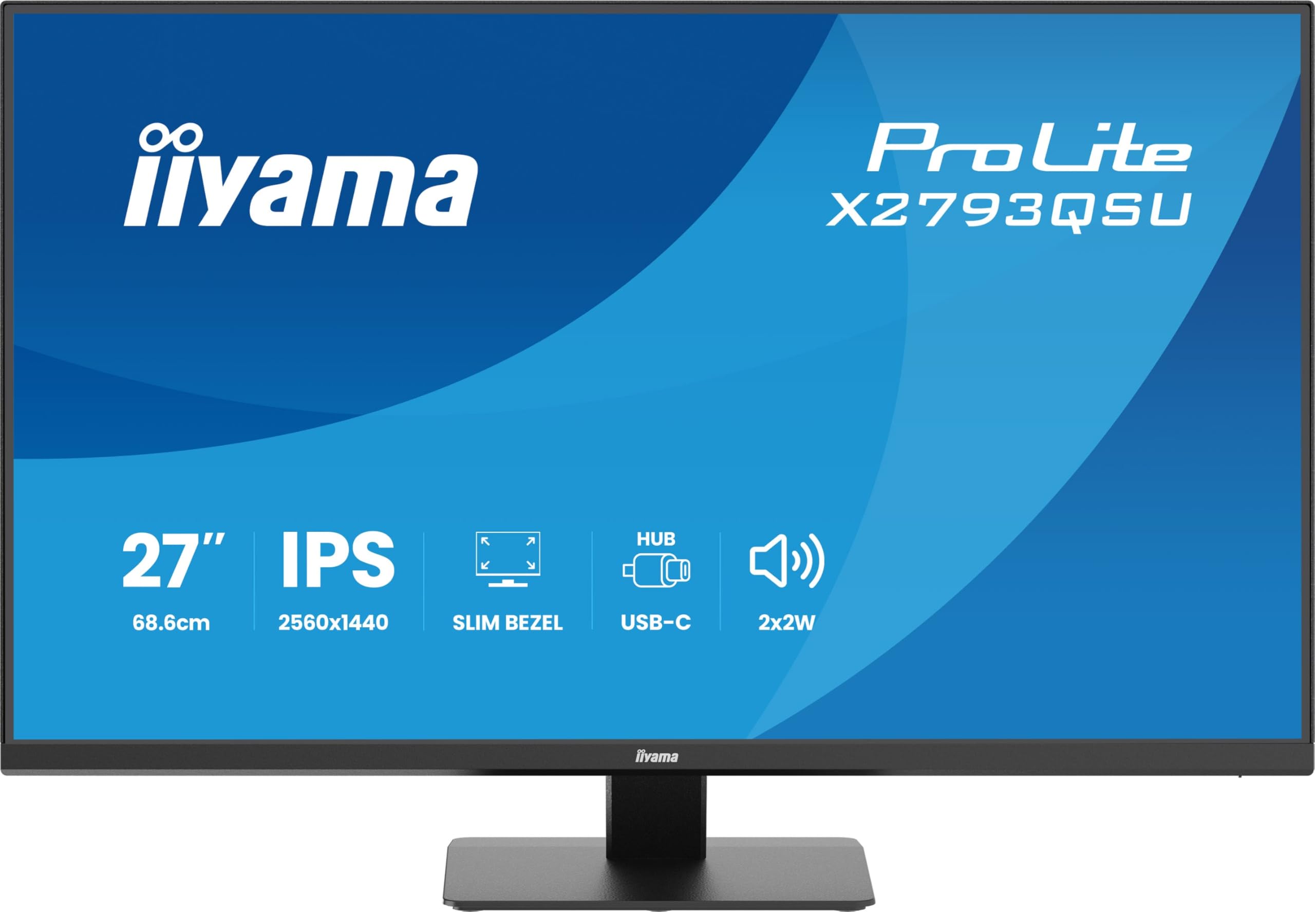 iiyama ProLite X2793QSU‑B1 68.5 cm 27 inch IPS LED Monitor QHD HDMI DP USB 2.0 Slim‑Line Adaptive Sync Energy Class D black