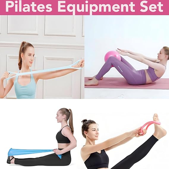 13pc Pilates Ring Set,Pilates Equipment for Women Mini Ball, Resistance Bands & Accessories – Home Pilates Kit for Toning, Strength & Flexibility – Pilates Essential Kit for Beginners