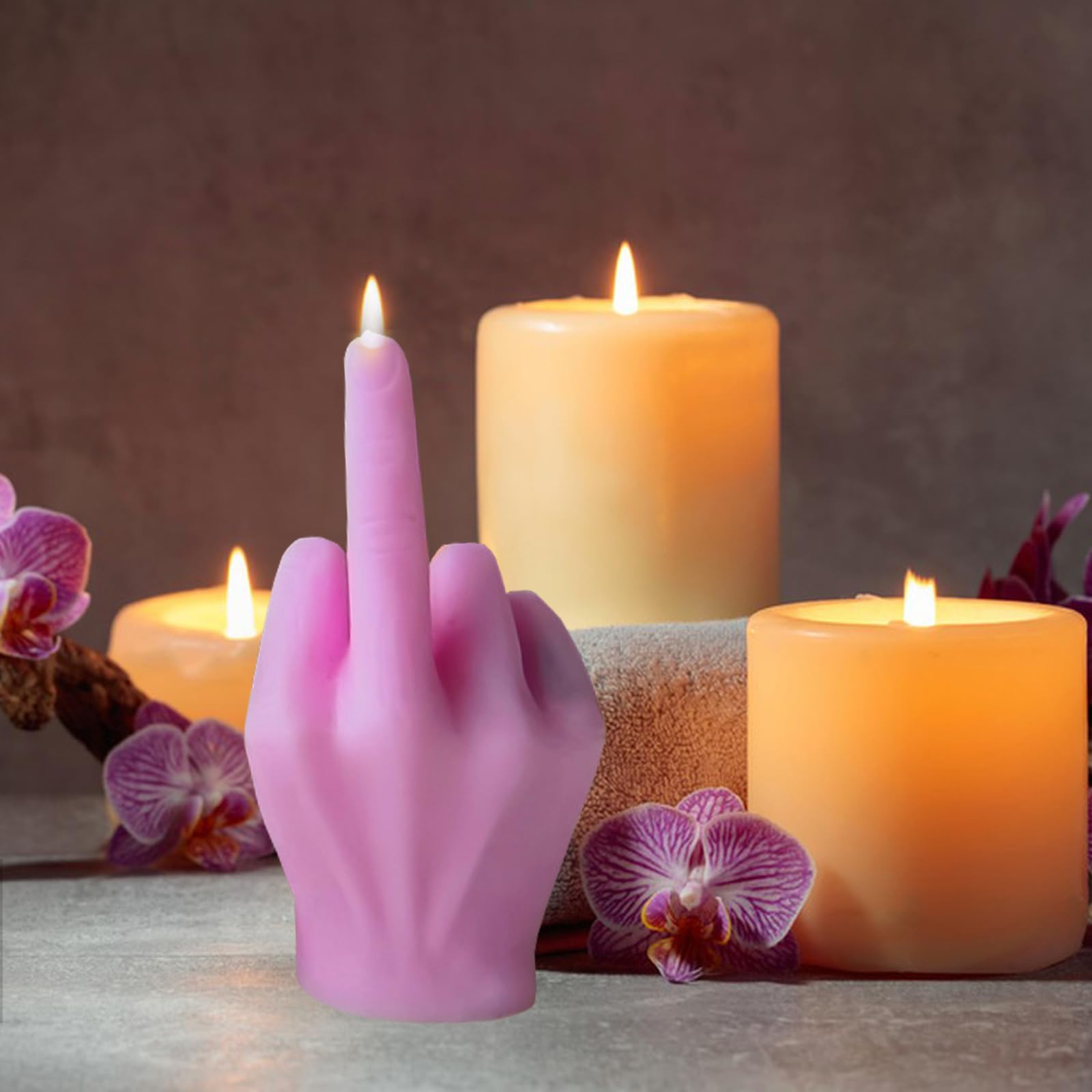 VBBTYRU Mittelfingerförmige Kerzen, Spoof-Kerzen, Mittelfinger-Duftkerzen, Stress abbauen, langanhaltender Duft, einzigartige dekorative Ornamente, Überraschungspartygeschenke