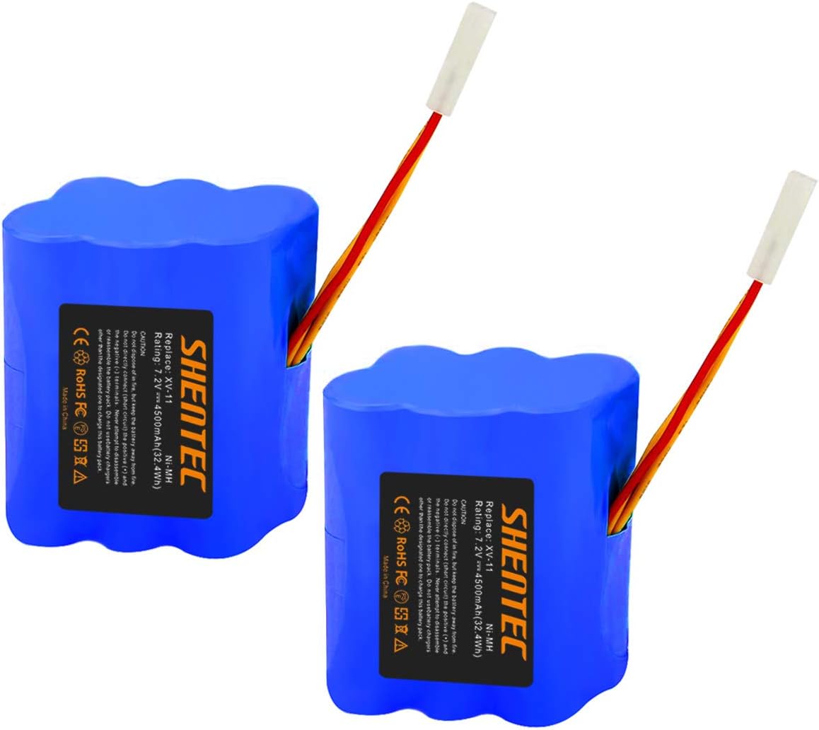 Shentec 7.2V 4.5Ah Battery Compatible with Neato XV-11 XV-12 XV-14 XV-15 XV-21 XV-25 XV Essential XV Signature Pro Robotic Vacuum Cleaners Neato 945-0005 205-0001 (2 Pack)