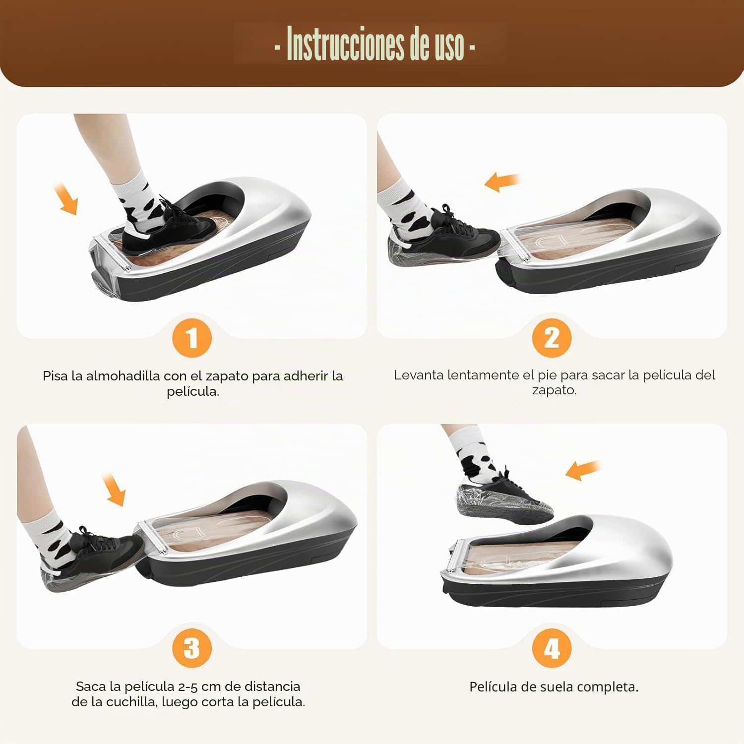 Dispensador automático de cubiertas para zapatos, máquina desechable para cubiertas de zapatos con 1 rollo de película para zapatos, antideslizante, máquina de película para zapatos, máquina para cubr