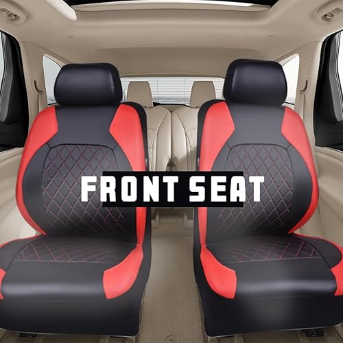 Miniatura 4 de BELOMI Juego completo de fundas de asiento de automóvil, protectores de cojín de piel sintética impermeables de alta calidad, asiento de banco