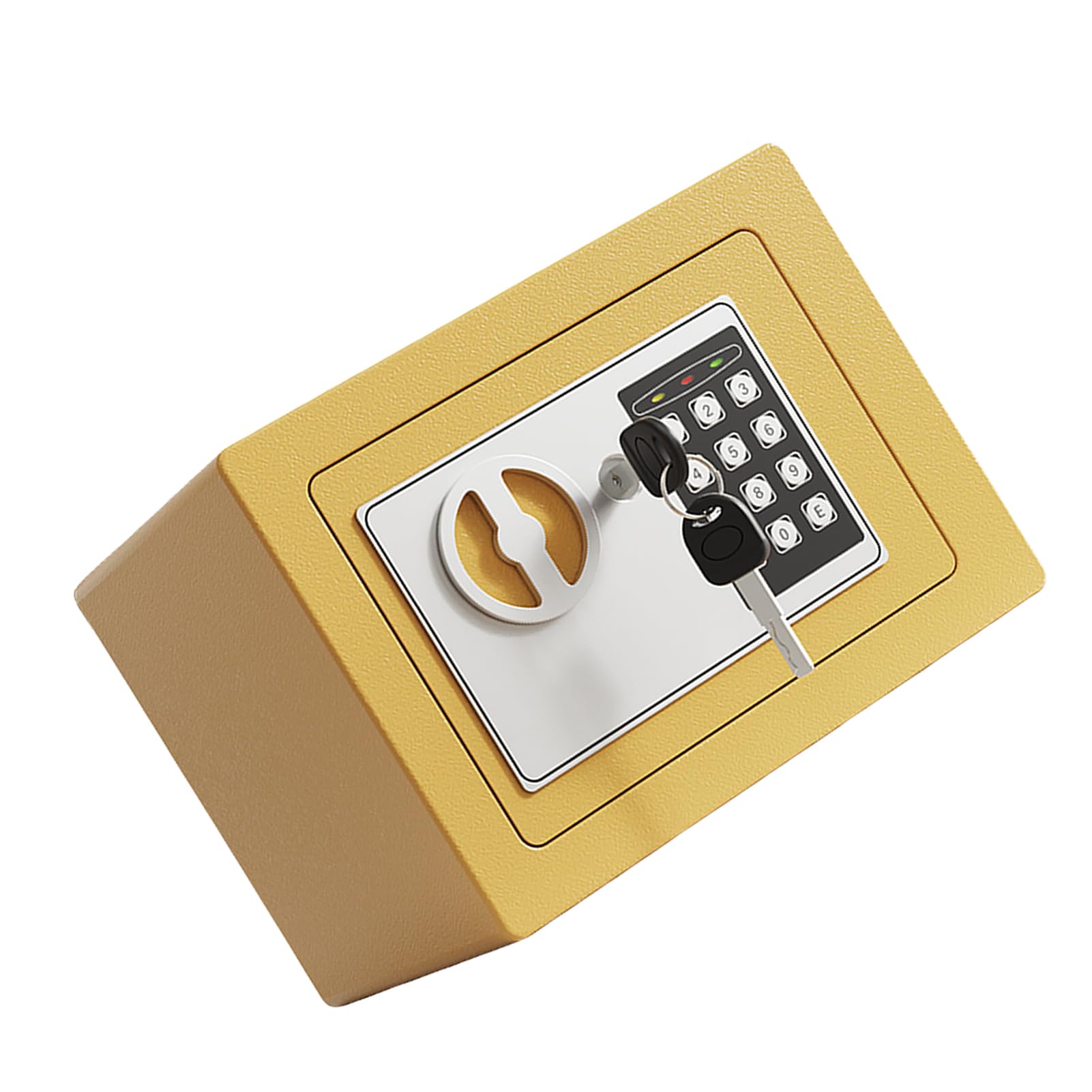 Ognioodporny Sejf Wodoodporny Sejf z cyfrową klawiaturą i Zapasowymi Kluczami Metalowy Zabezpieczający 8,8 X 6,4 X 6, Cala do Domowego Biura w Akademiku (Szampańskie złoto)