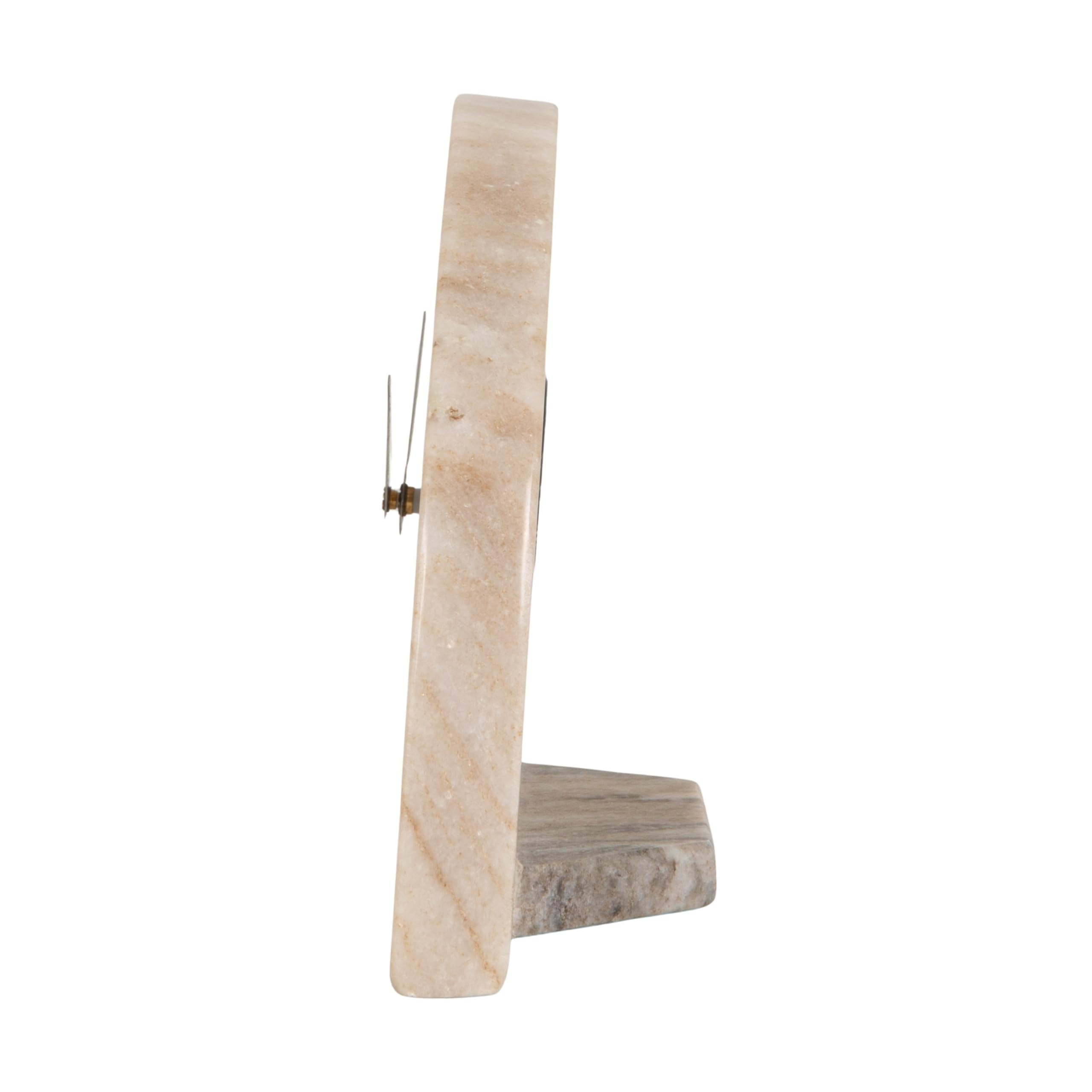 Bloomingville Moderne Halbmond-Kaminuhr, Marmor, Beige und Schwarz, Natur