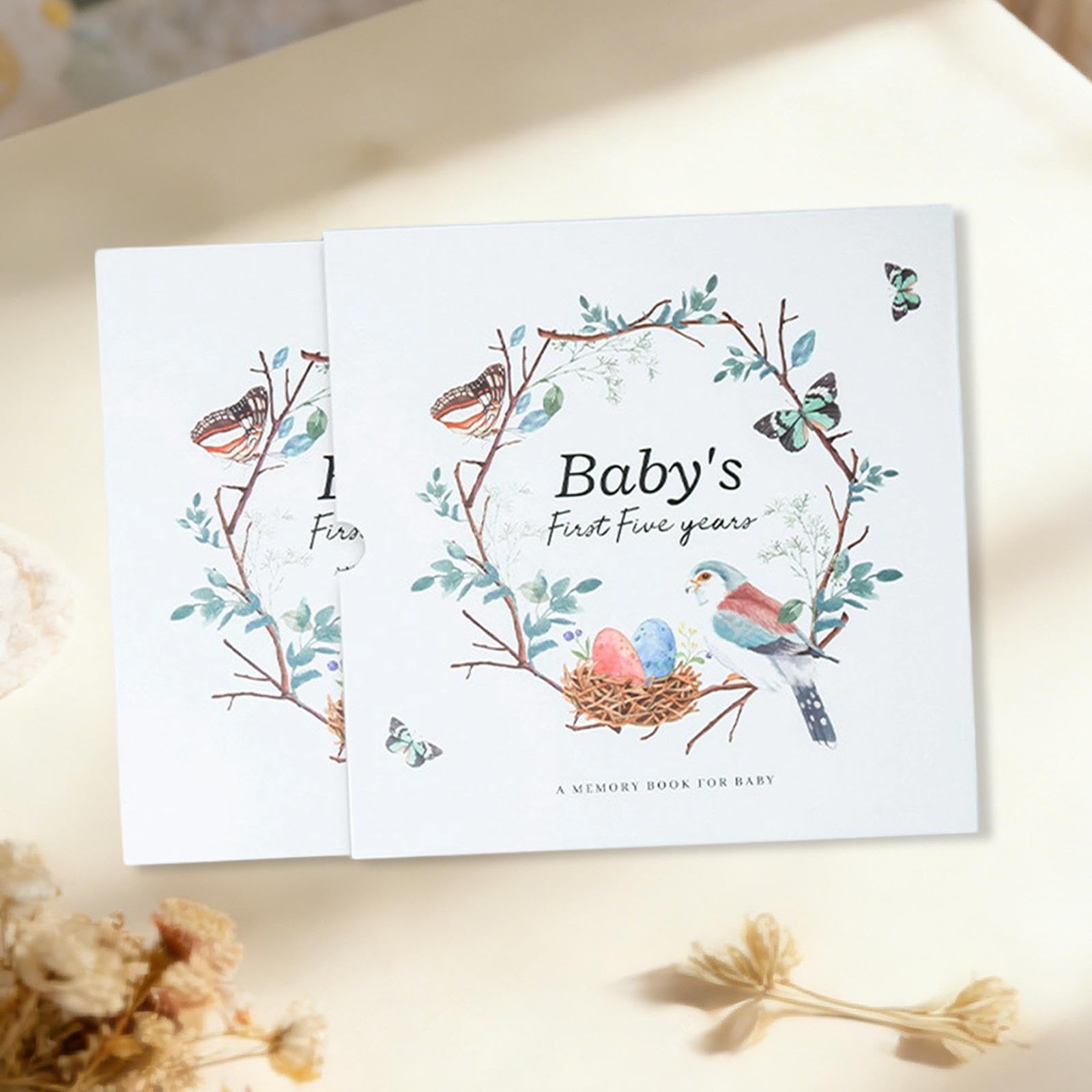 Libro de Recuerdos para Bebés, álbum de Fotos, Diario para Bebés, Registro de Nacimiento, Papel Organizador, Bolsillo Trasero, Pájaro, Individual