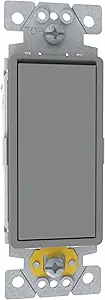 Square D by Schneider Electric X-Series Momentary Rocker Light Switch, Single Pole Light Switch, Modular Design for Easy Color Upgrades, 1 Gang, 15 Amp, 120/277V, UL Listed, Grey (SQR14106GY)