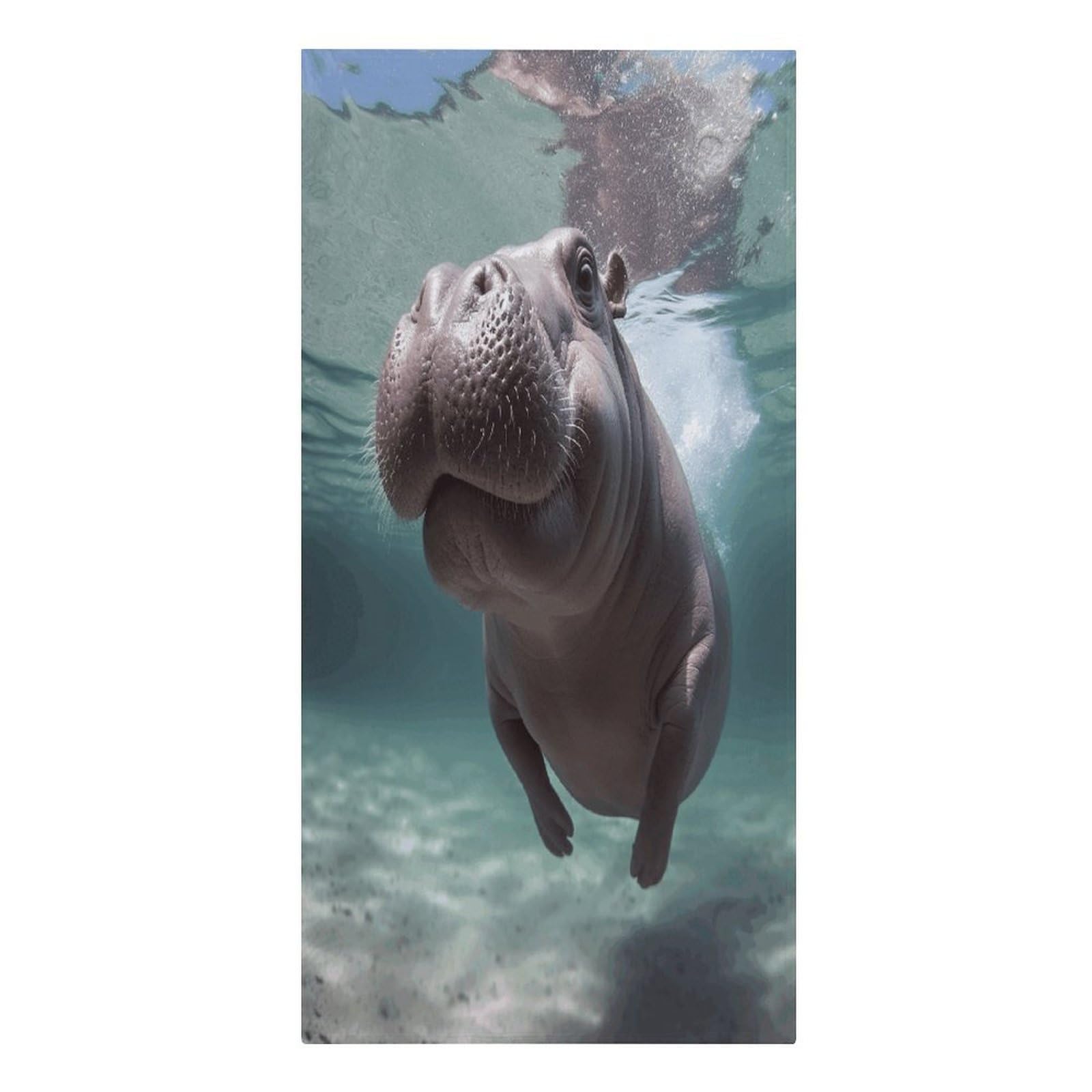 VstaDank Diving Hippo Beach Towel Microfiber Oversized Beach Blanket Super Absorbent Soft Pool Bath Towel Sand Free Quick Dry Travel Towels Gifts for Yoga Sports Adults 30" X 61"