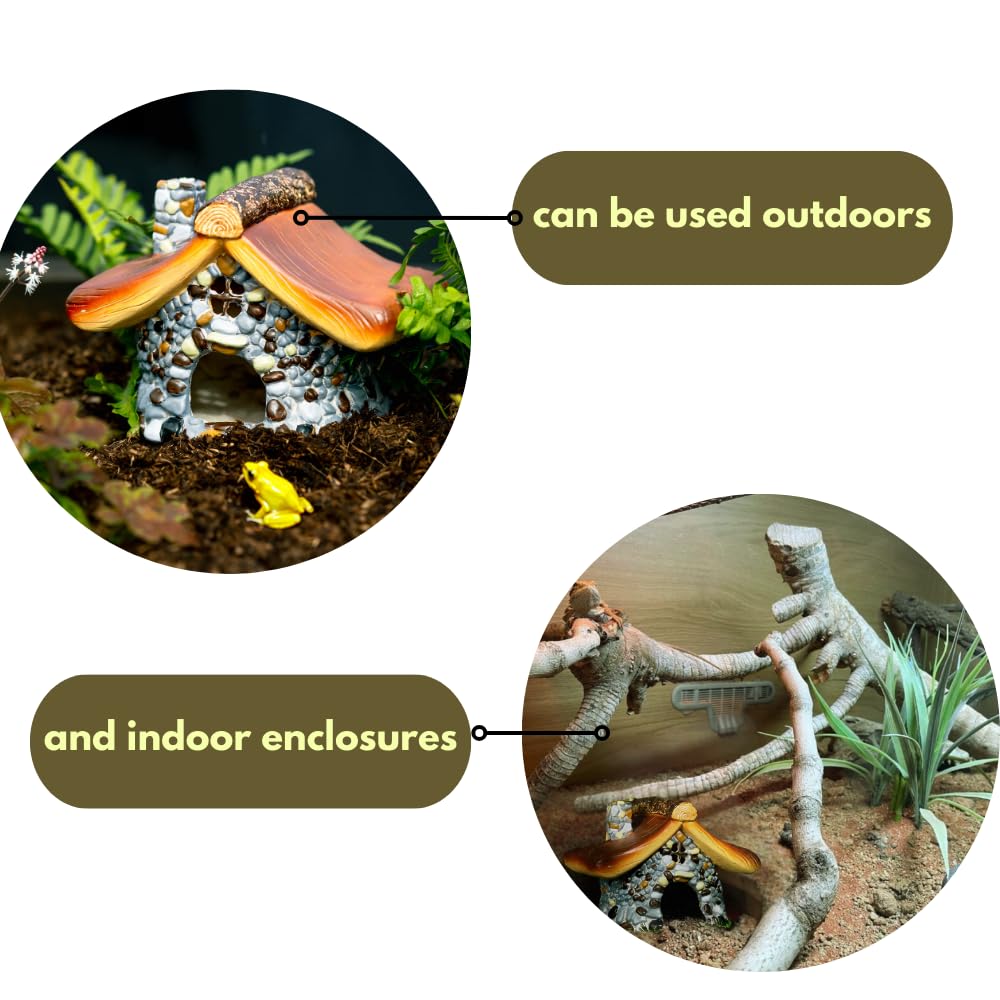 Garden Mile Casa de rana para estanque de jardín, accesorio de terrario de reptiles, escondites y cuevas de reptiles, casa de sapos, accesorios para reptiles, escondite de estanque grande, cueva
