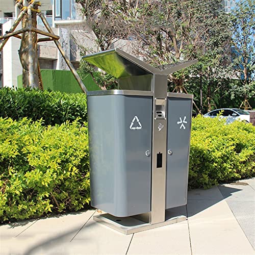 Mülltonnen Abfalleimer Außen Dustbins Mülleimer im Freien, Mülleimer, Edelstahl-Mülleimer für den Außenbereich, rechteckiger, klassifizierter Mülleimer, gewerblicher Recyclingbehälter mit Do – Bild 6