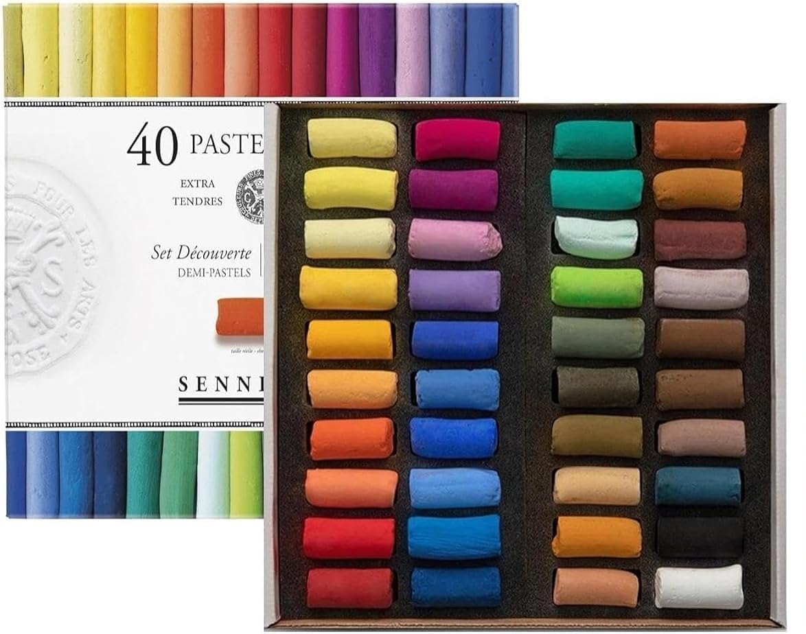 Sennelier ensemble de Pastel secs 40 demi-pastels tendres"à l'écu" Pastel Extra Fins et 1 cartes
