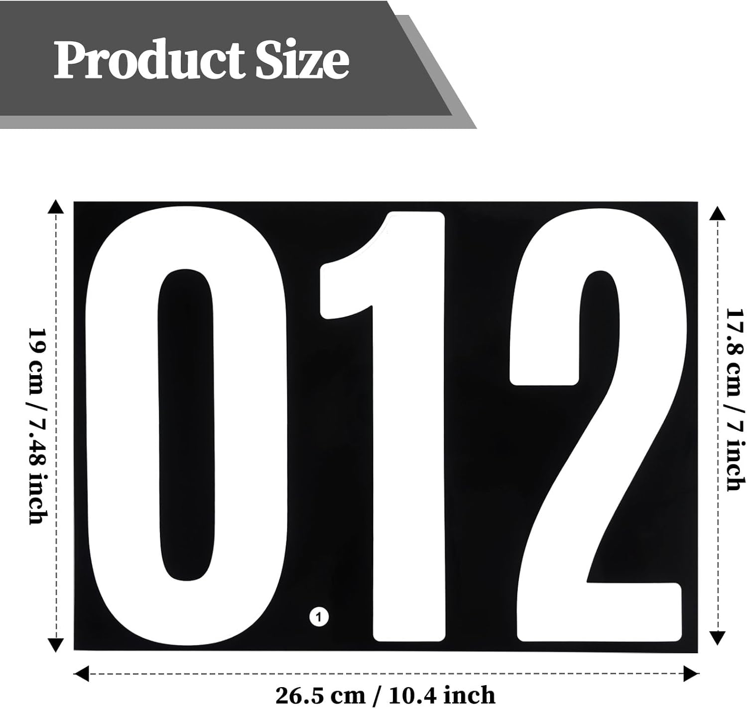 12 Sheets 7 Inch 0-9 Number Sticker Decals Set, Large and Self Adhesive for Display, Home Address Numbers, Trucks, Shops - White