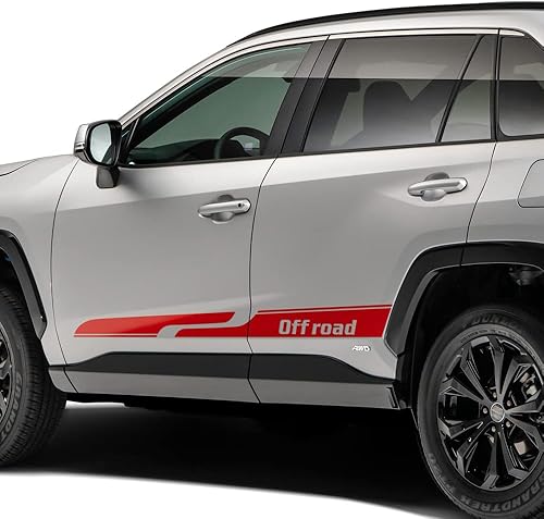 Calcomanía de rayas laterales para automóvil, vinilo compatible con Toyota Rav4 2019 - Present XA50 SUV Hybrid Accesorios (rojo brillante)